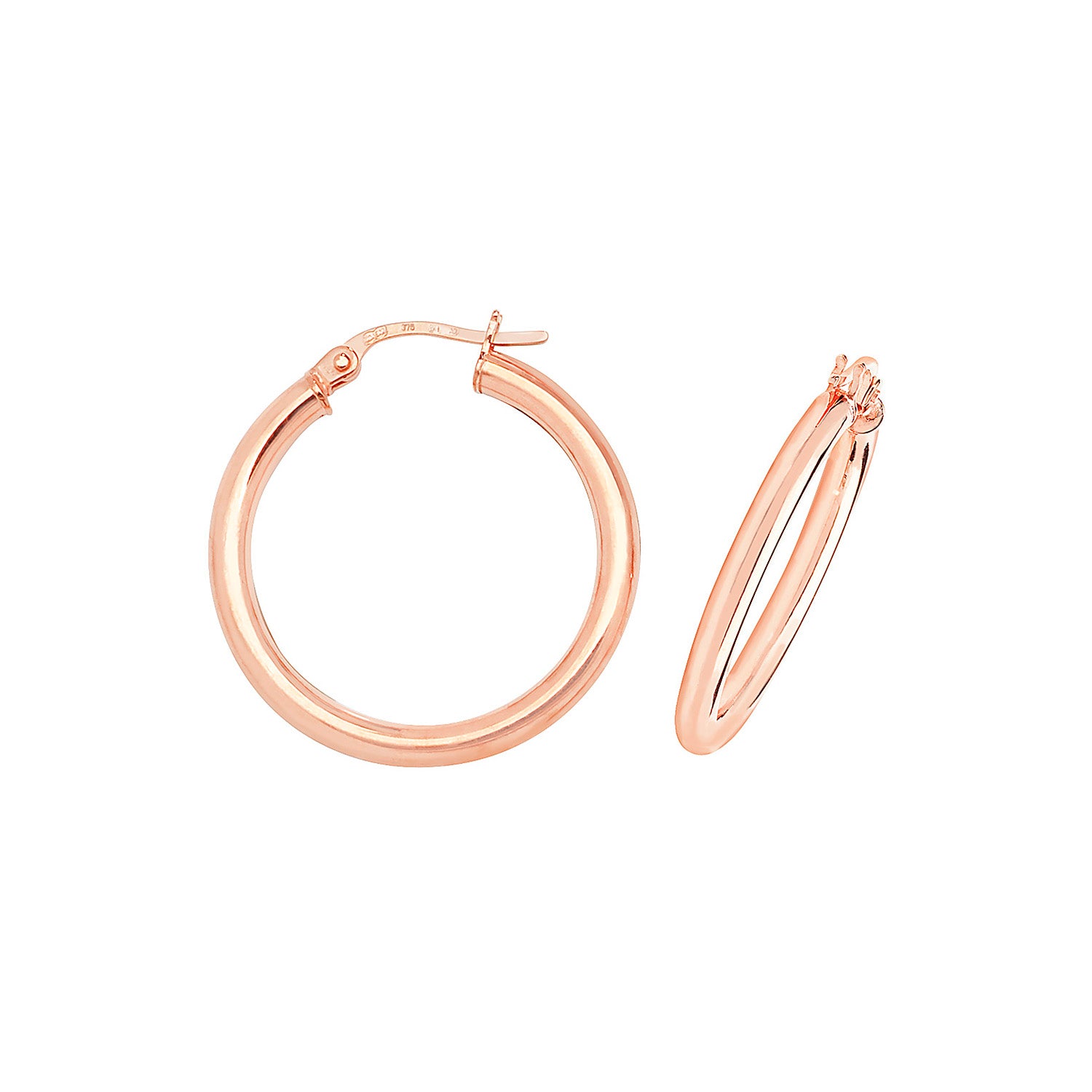 9CT ROSE GOLD 20MM HOOP EARRINGS