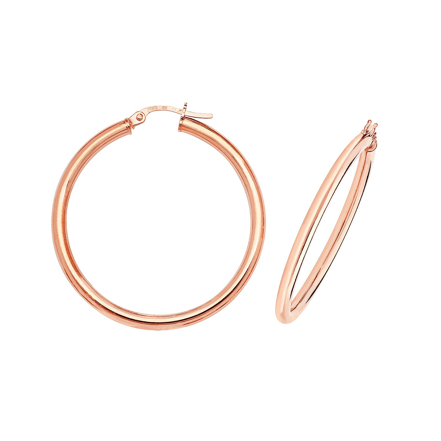 9CT ROSE GOLD 30MM HOOP EARRINGS