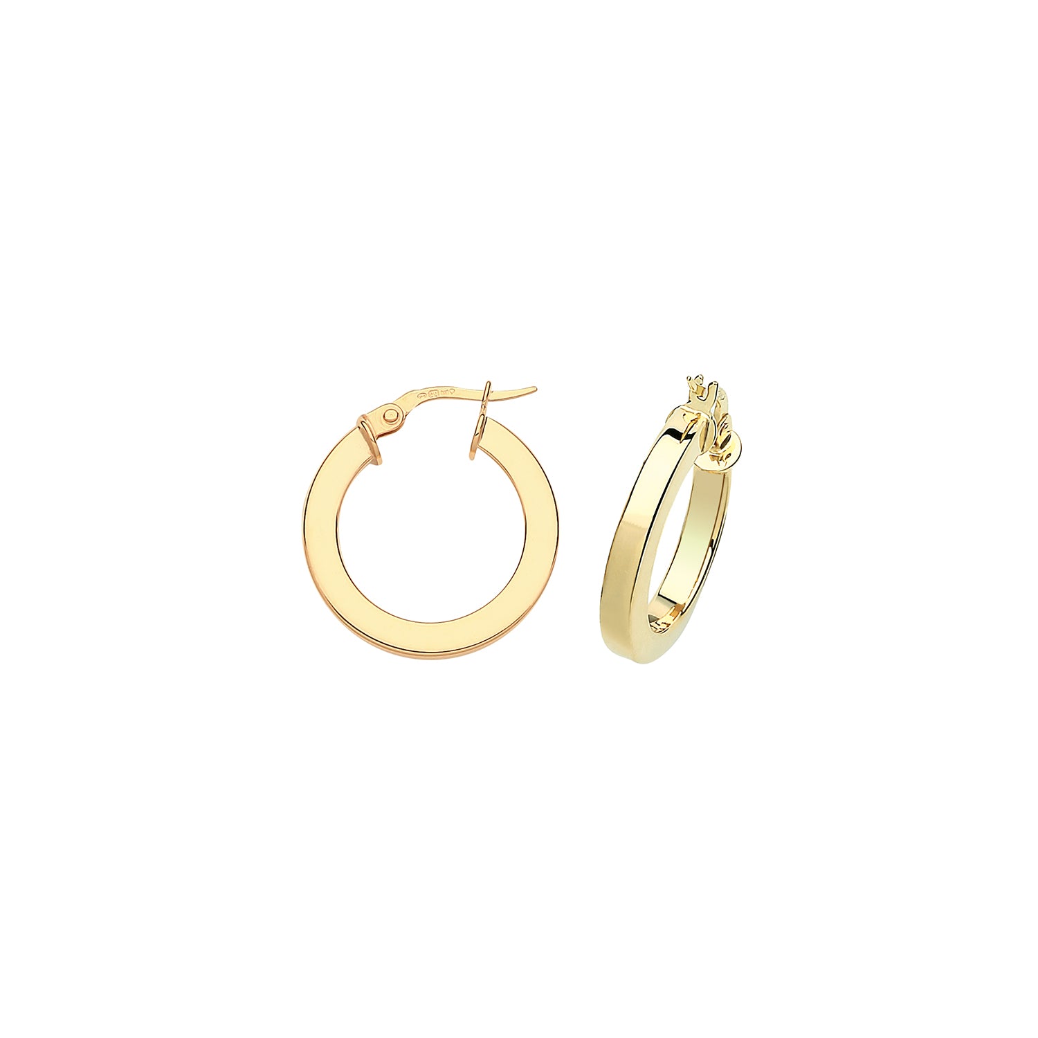 9CT YEL GOLD 15MM SQ TUBE HOOPS