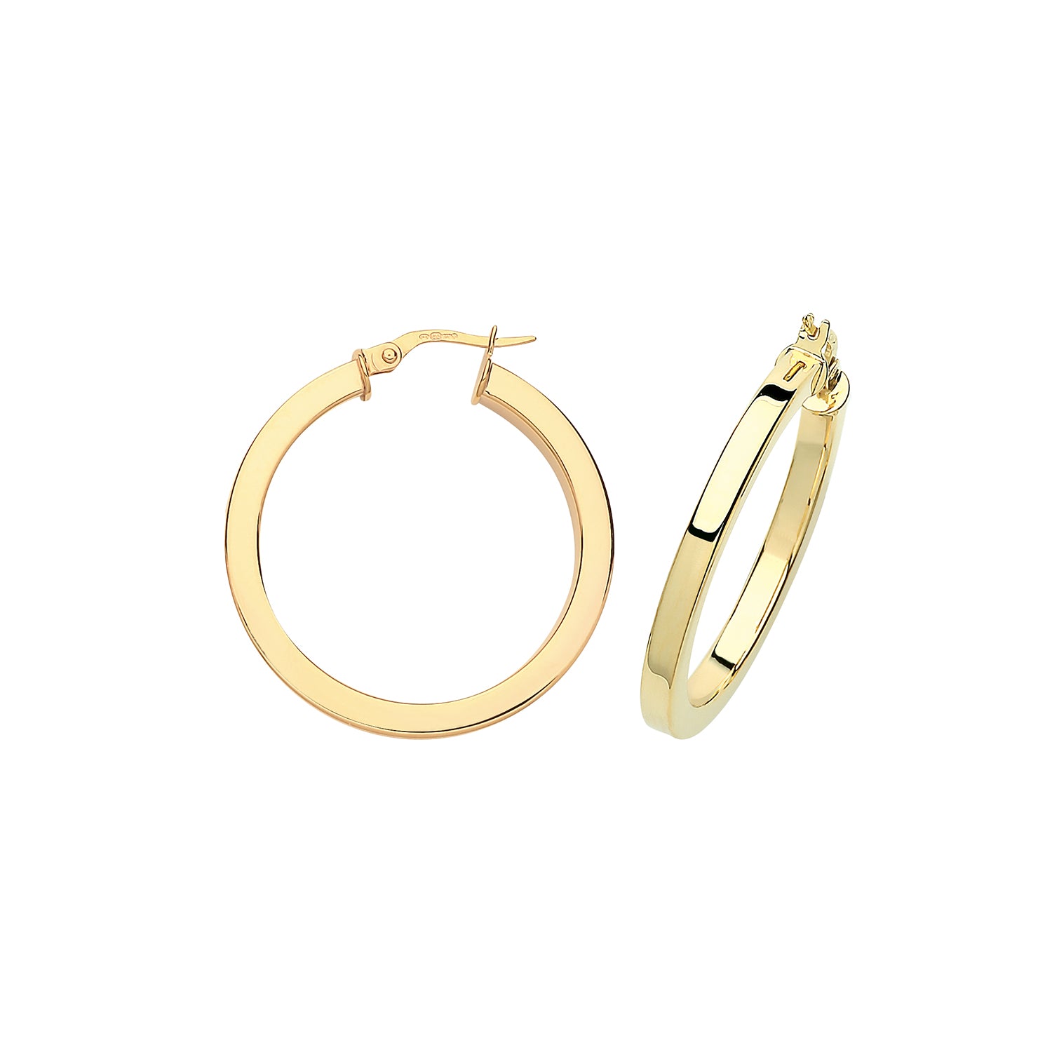 9CT YEL GOLD 15MM SQ TUBE  HOOPS