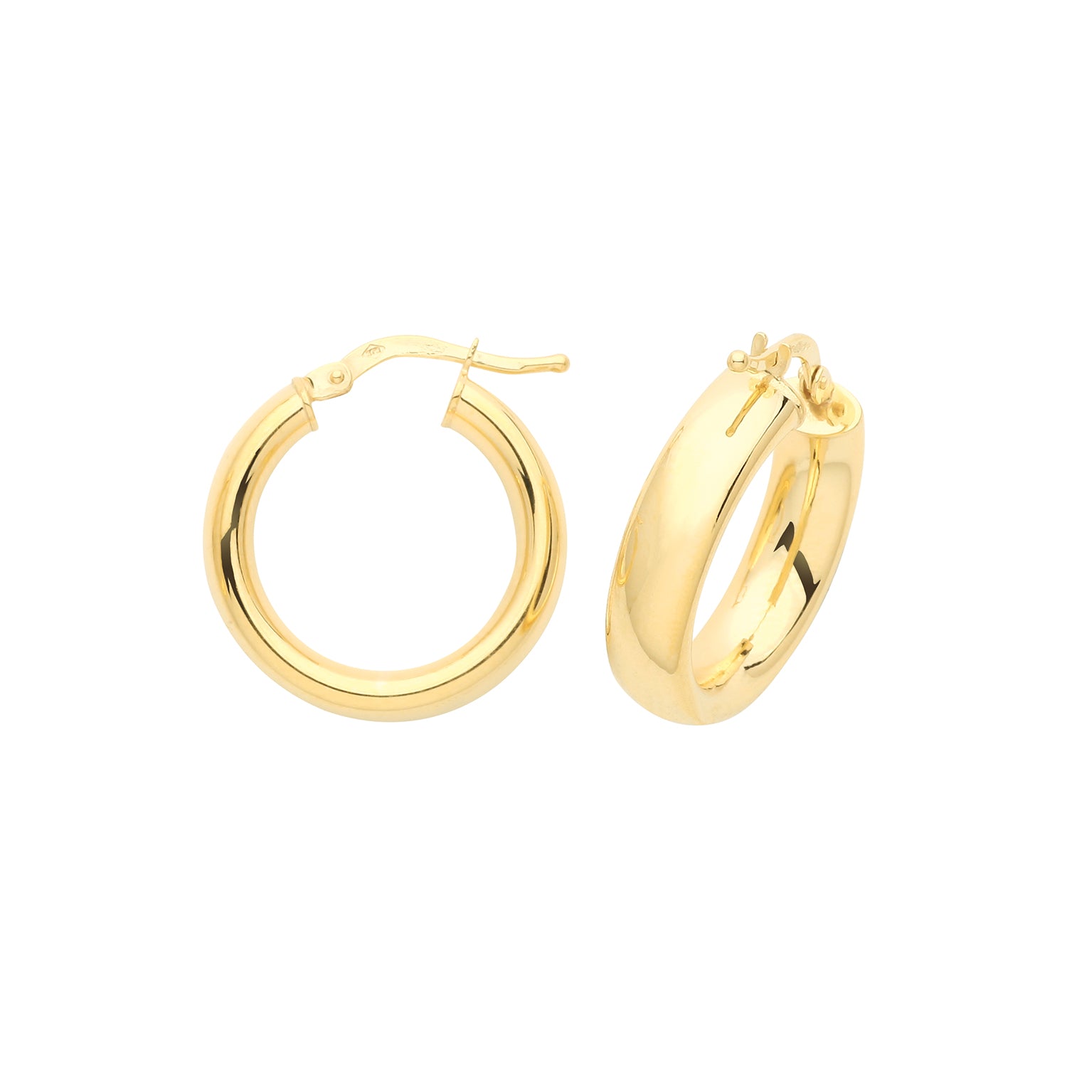 9CT YEL GOLD 15MM HOOP EARRINGS