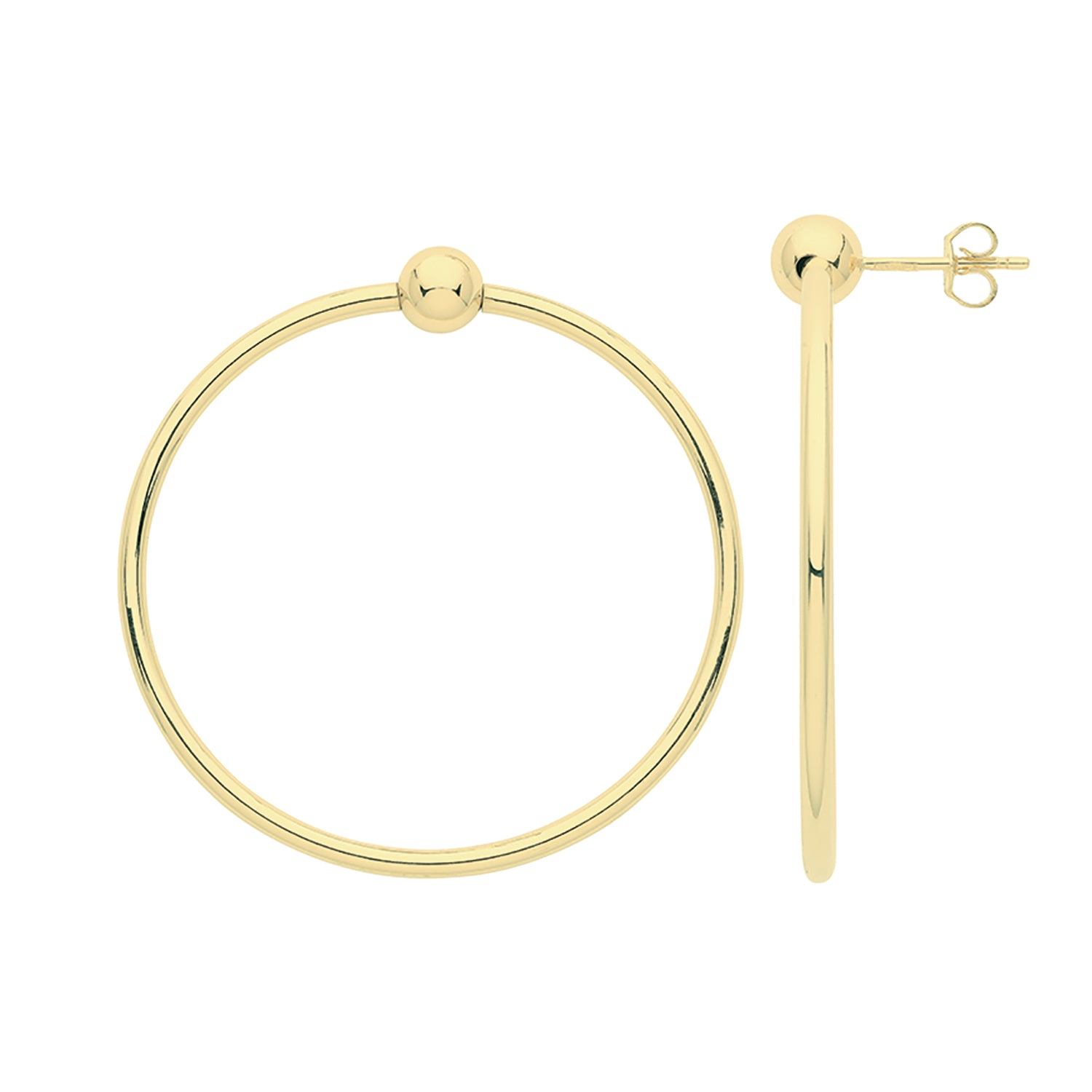 9CT YEL GOLD 25MM HOOP EARRINGS DROPS