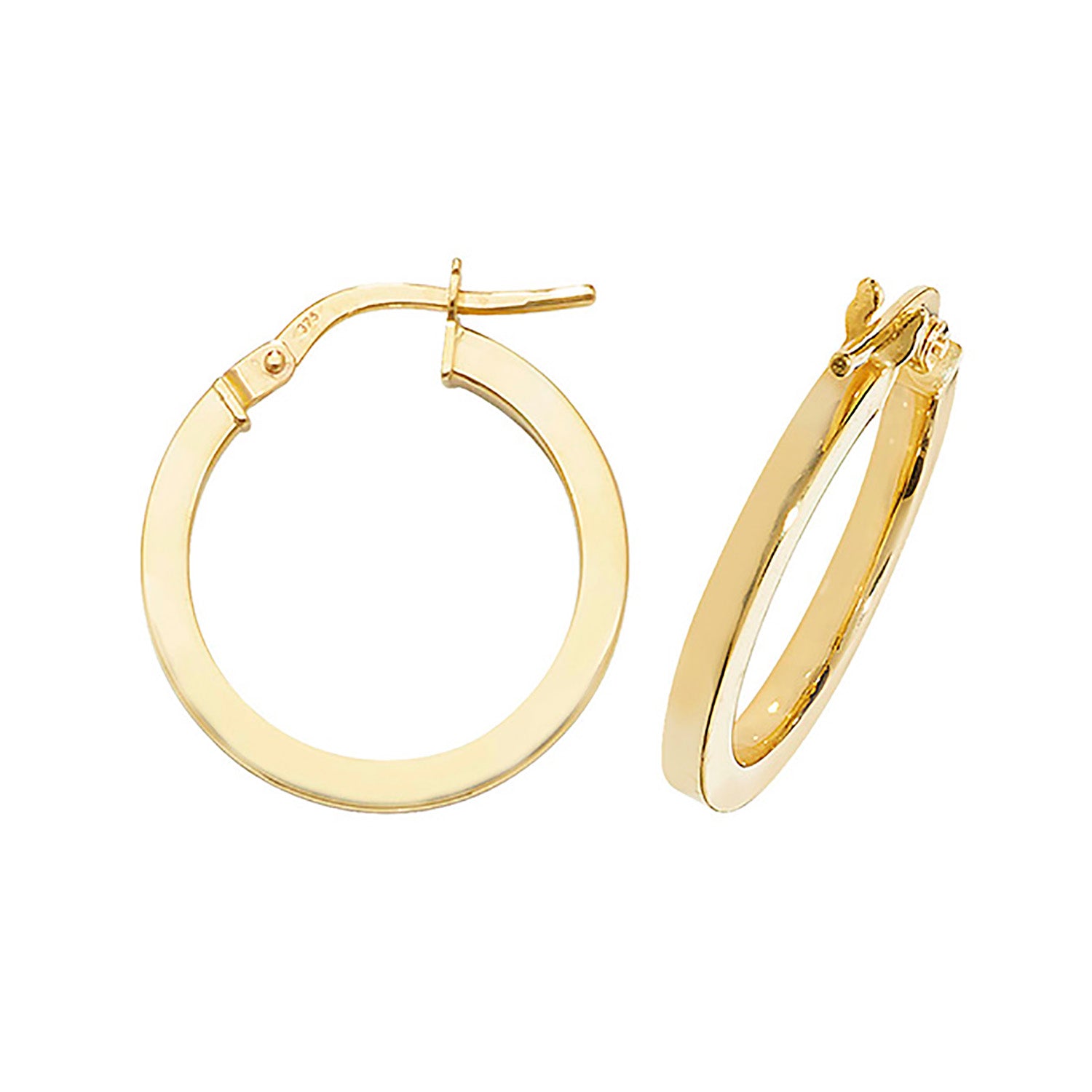 9CT YEL GOLD 15MM HOOP EARRINGS