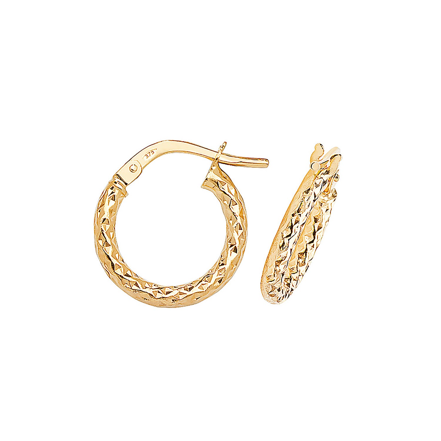 9CT YEL GOLD 08MM DC HOOP EARRINGS