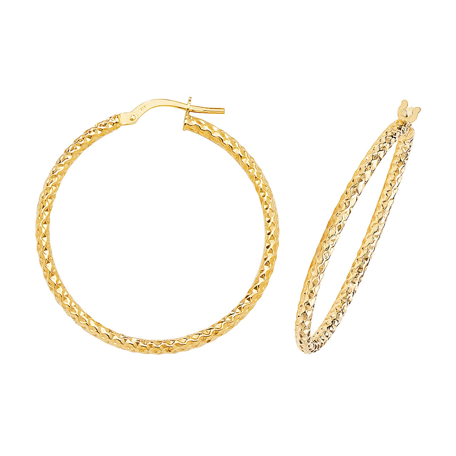 9CT YEL GOLD 30MM DC HOOP EARRINGS