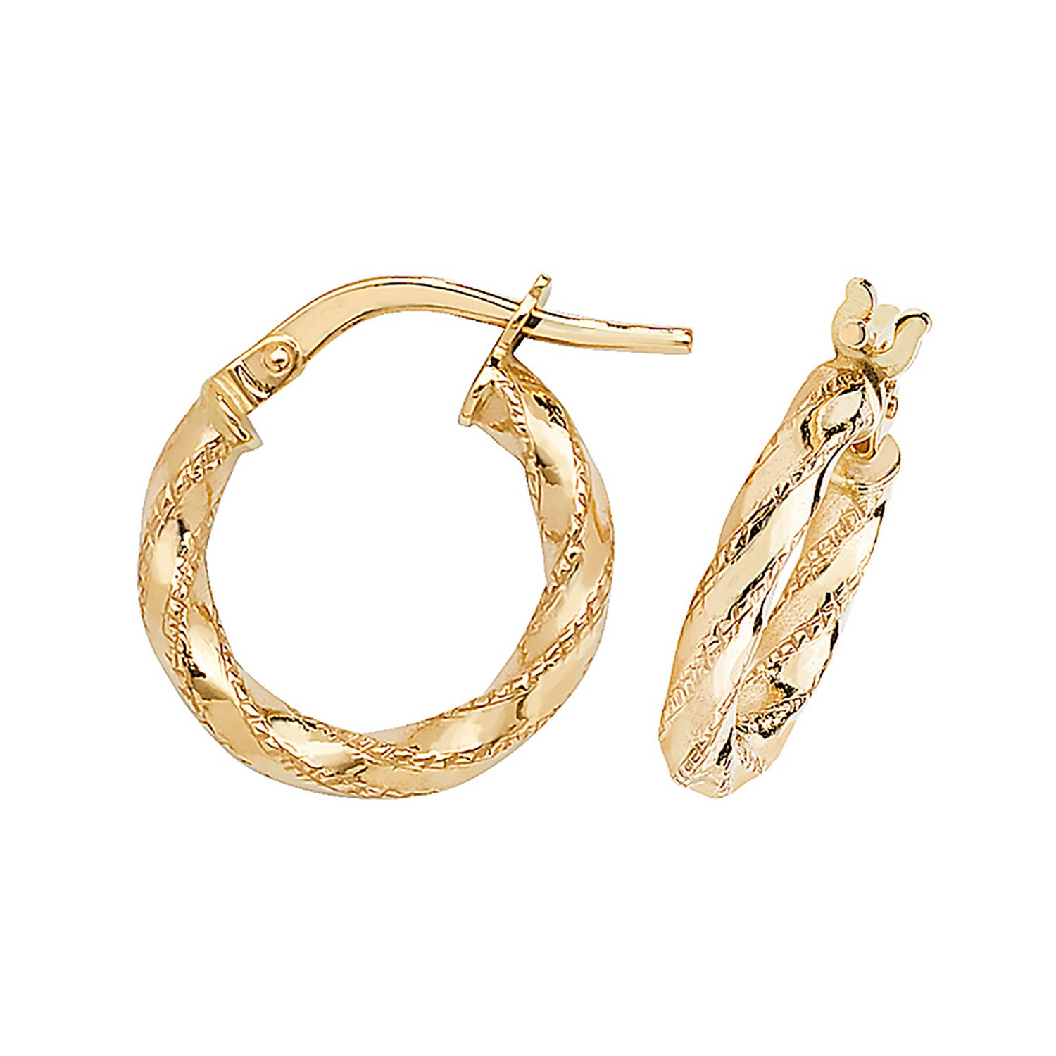 9CT YEL GOLD 10MM DC HOOP EARRINGS