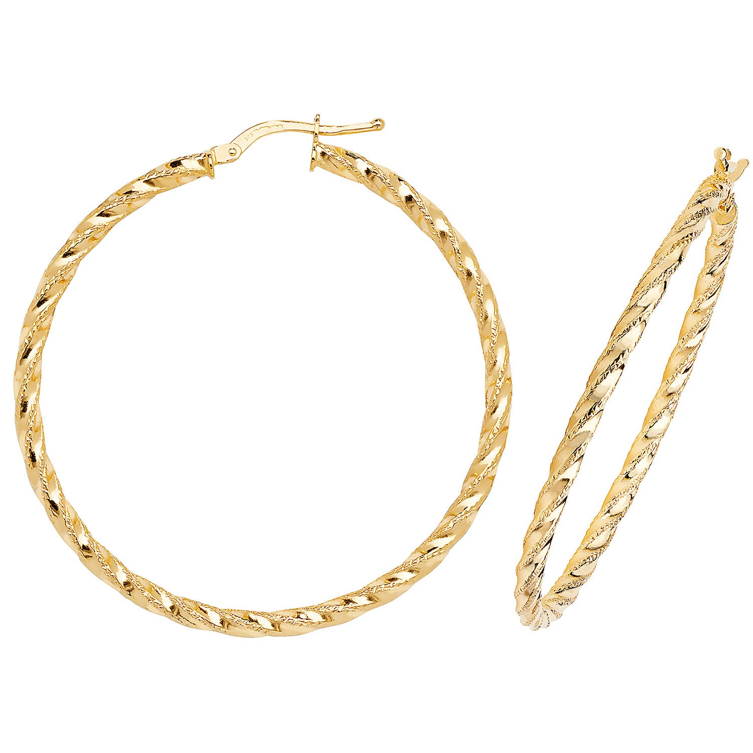 9CT YEL GOLD 40MM DC HOOP EARRINGS