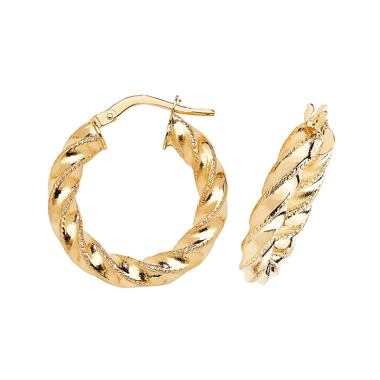 9CT YEL GOLD 15MM DC HOOP EARRINGS