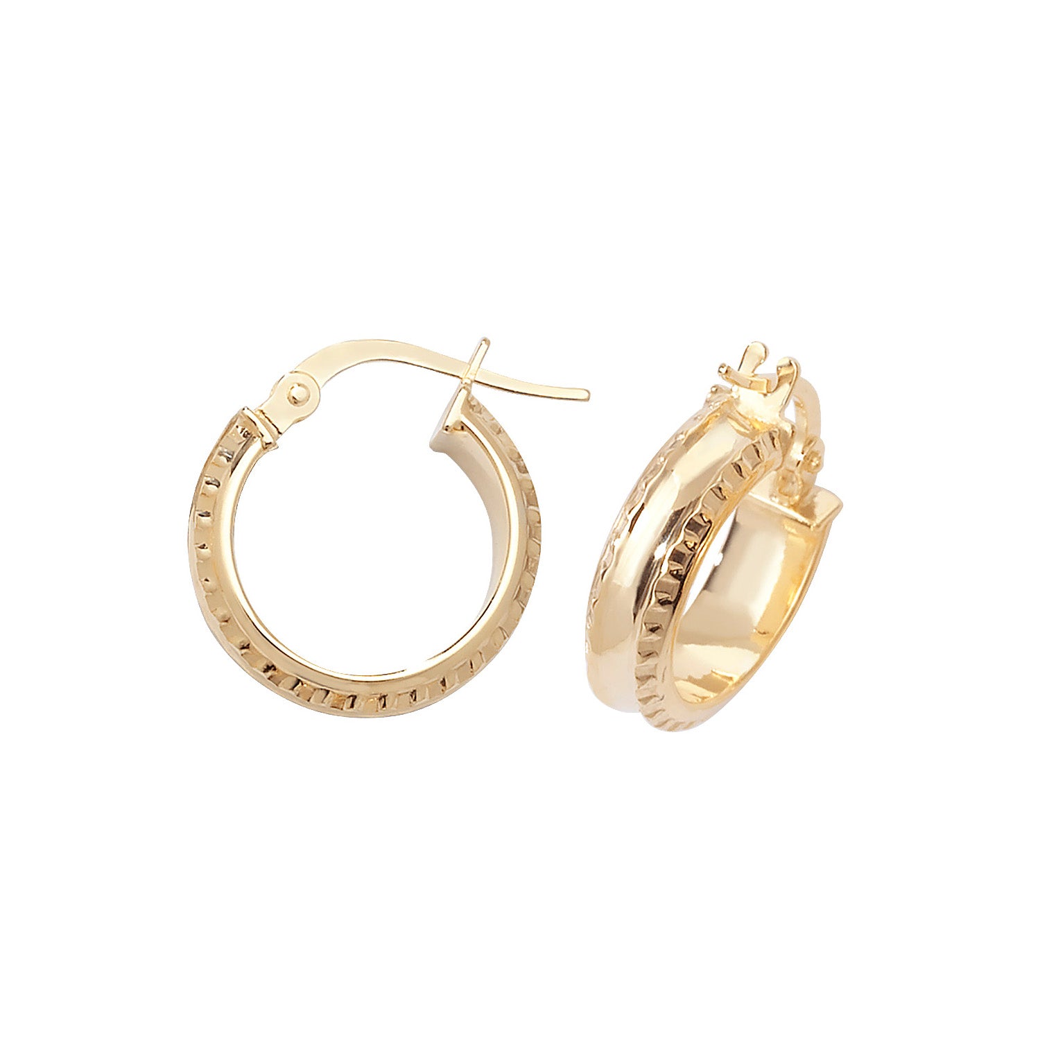 9CT YEL GOLD 10MM DC HOOP EARRINGS