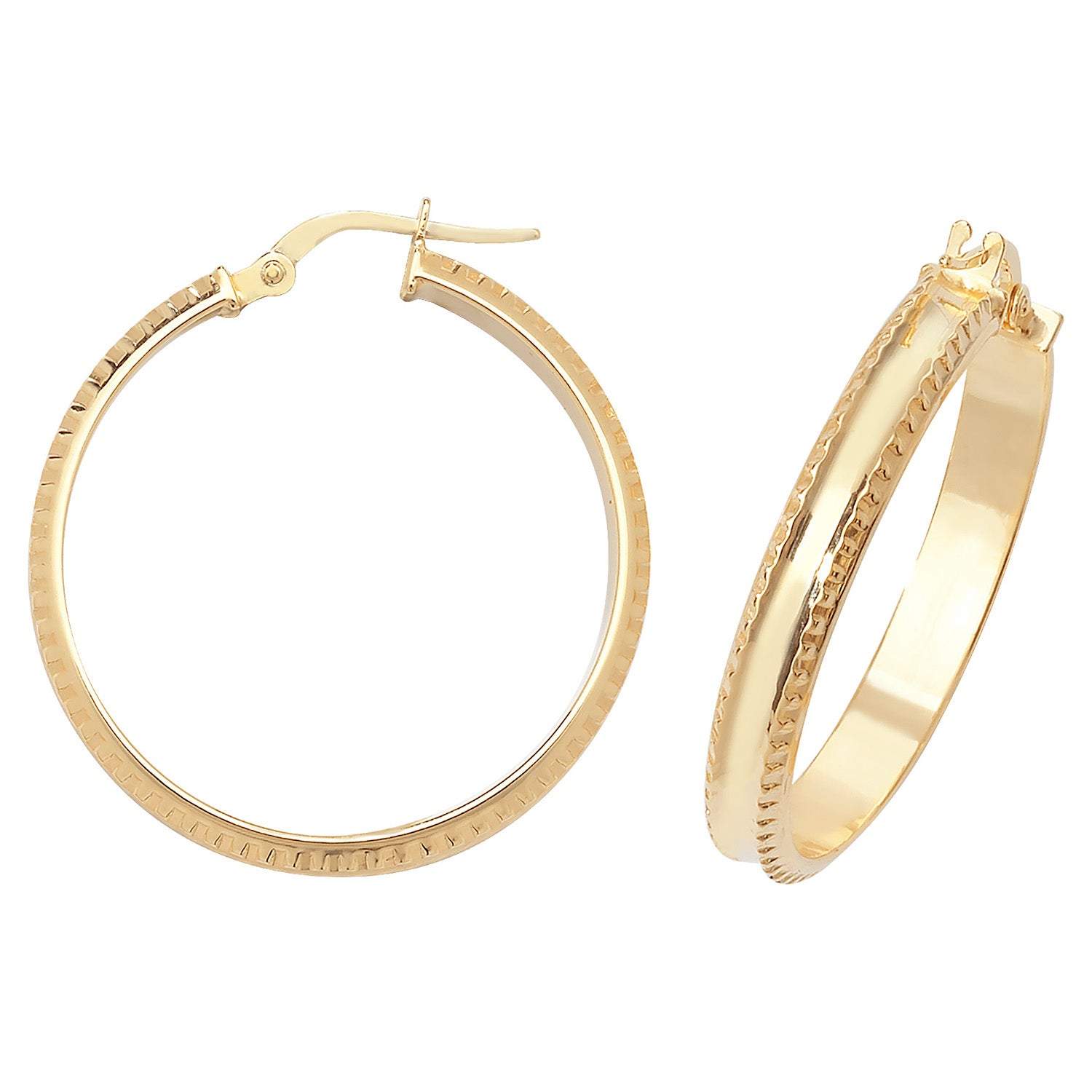 9CT YEL GOLD 25MM DC HOOP EARRINGS