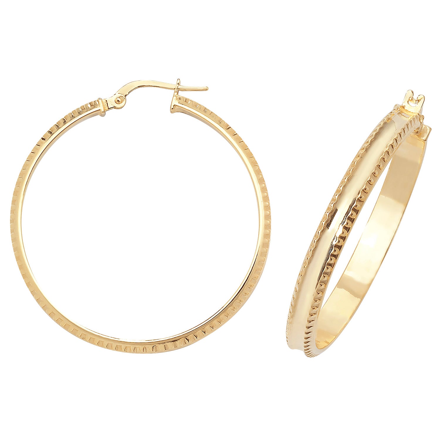 9CT YEL GOLD 30MM DC HOOP EARRINGS