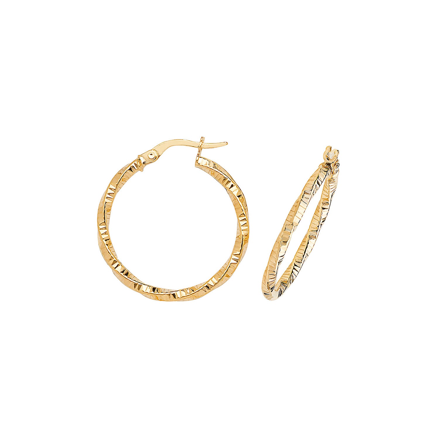 9CT YEL GOLD 10MM DC HOOP EARRINGS