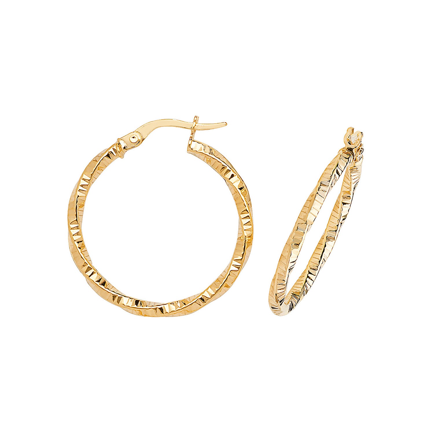 9CT YEL GOLD 15MM DC HOOP EARRINGS