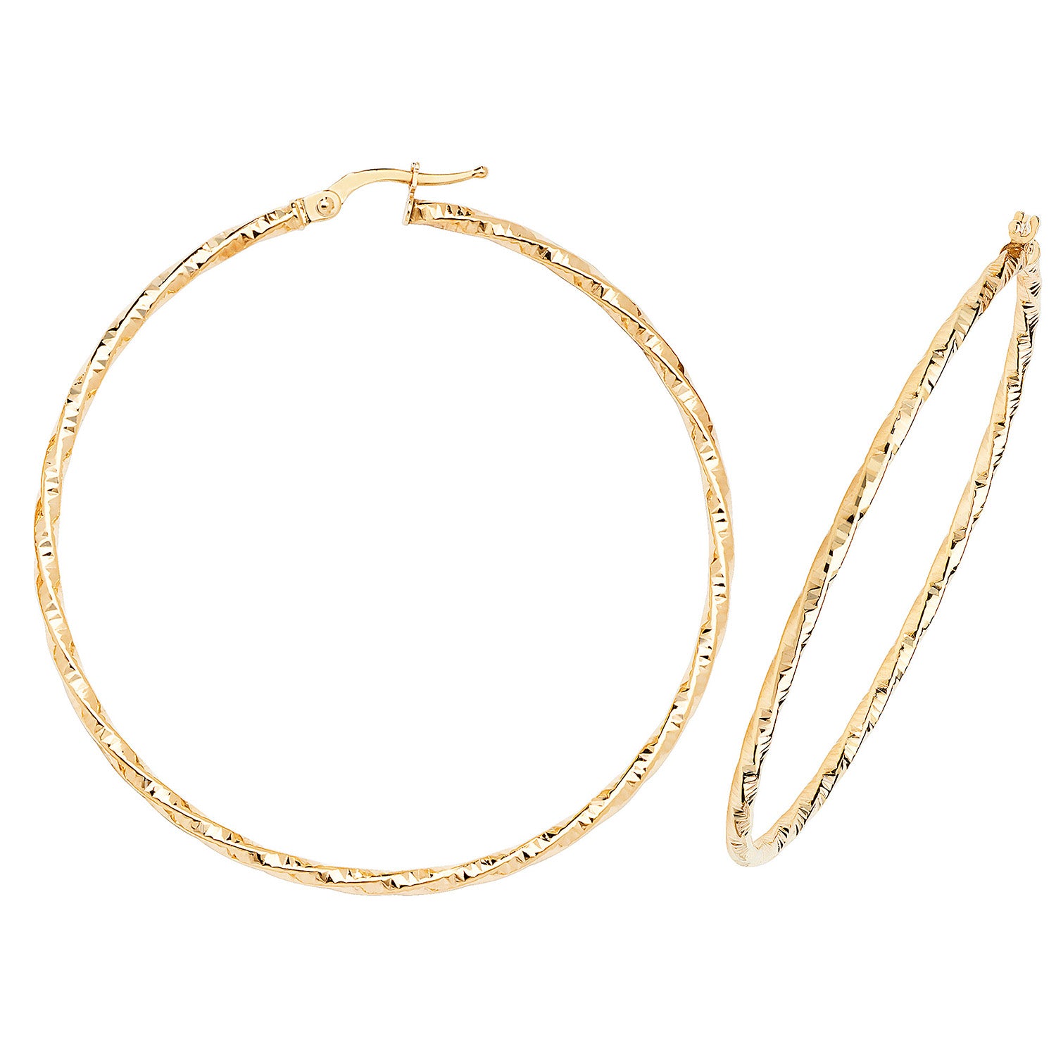 9CT YEL GOLD 50MM DC HOOP EARRINGS