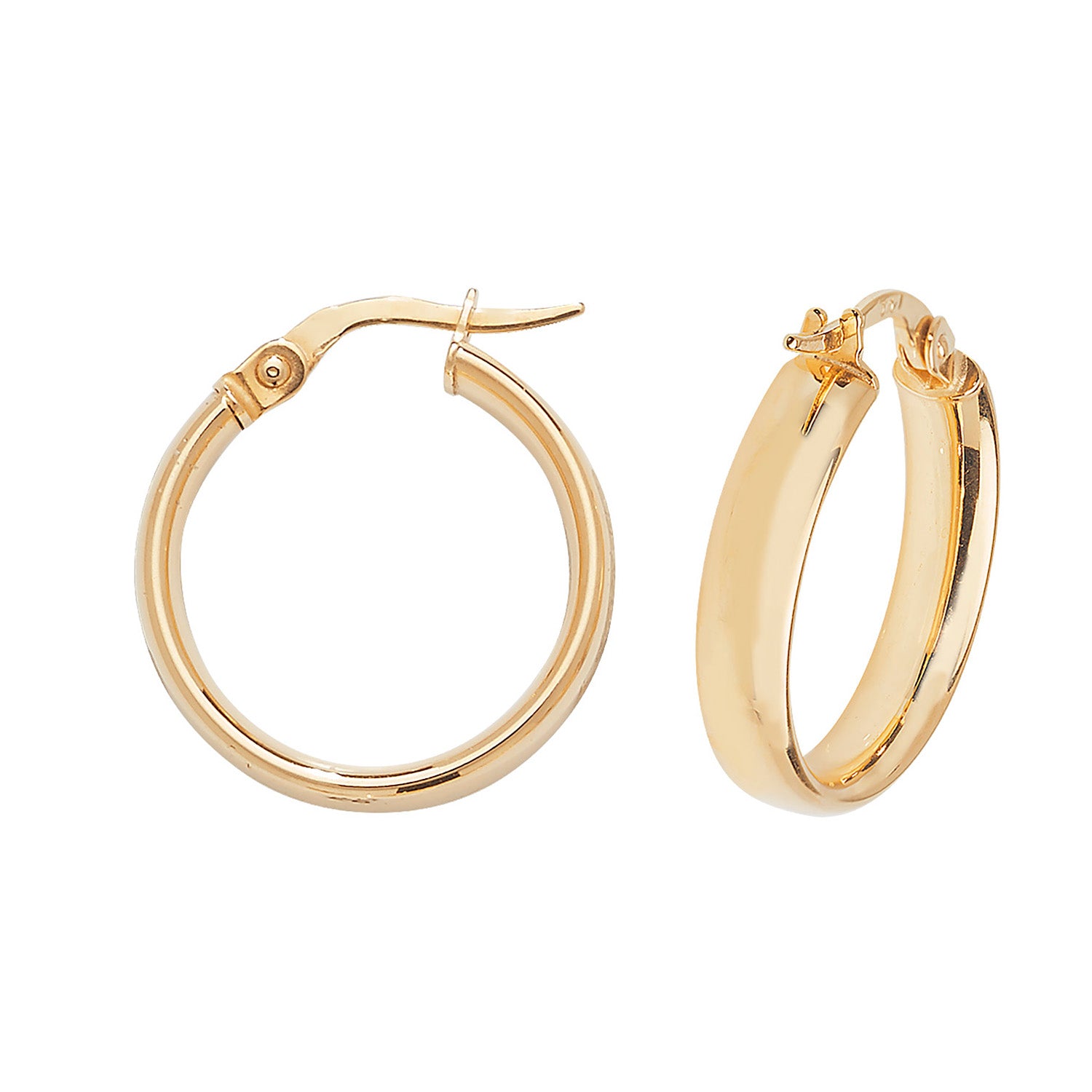 9CT YEL GOLD 15MM HOOP EARRINGS