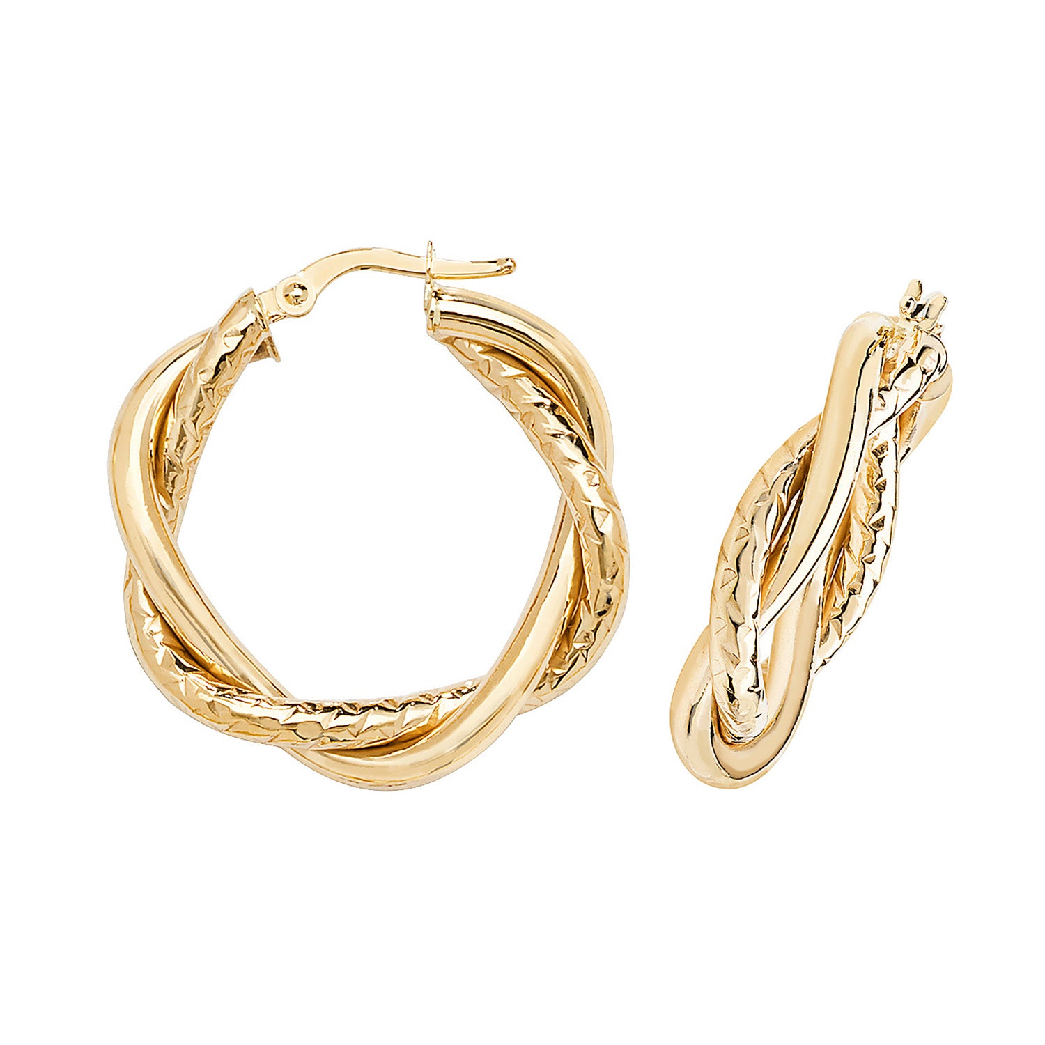 9CT YEL GOLD 20MM DC HOOP EARRINGS