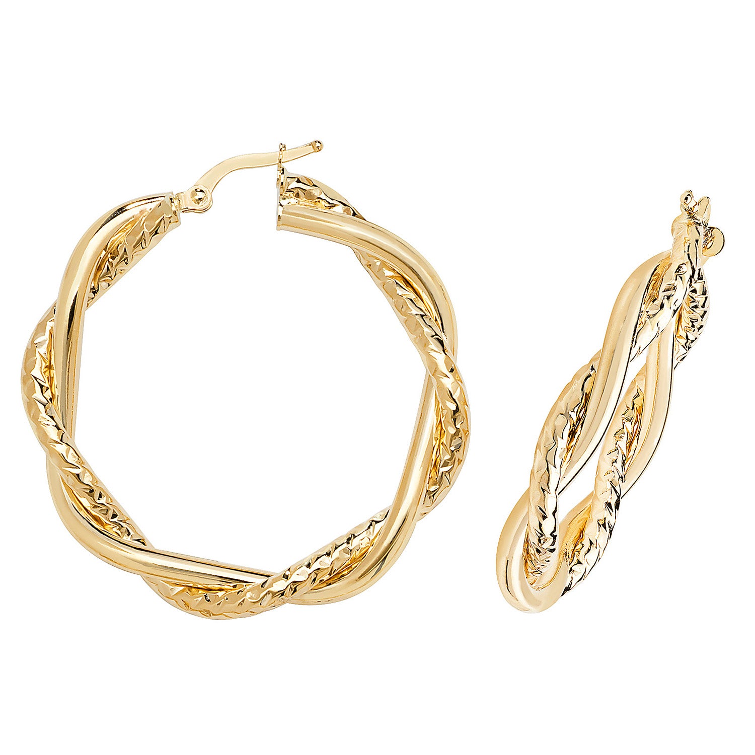9CT YEL GOLD 30MM DC HOOP EARRINGS