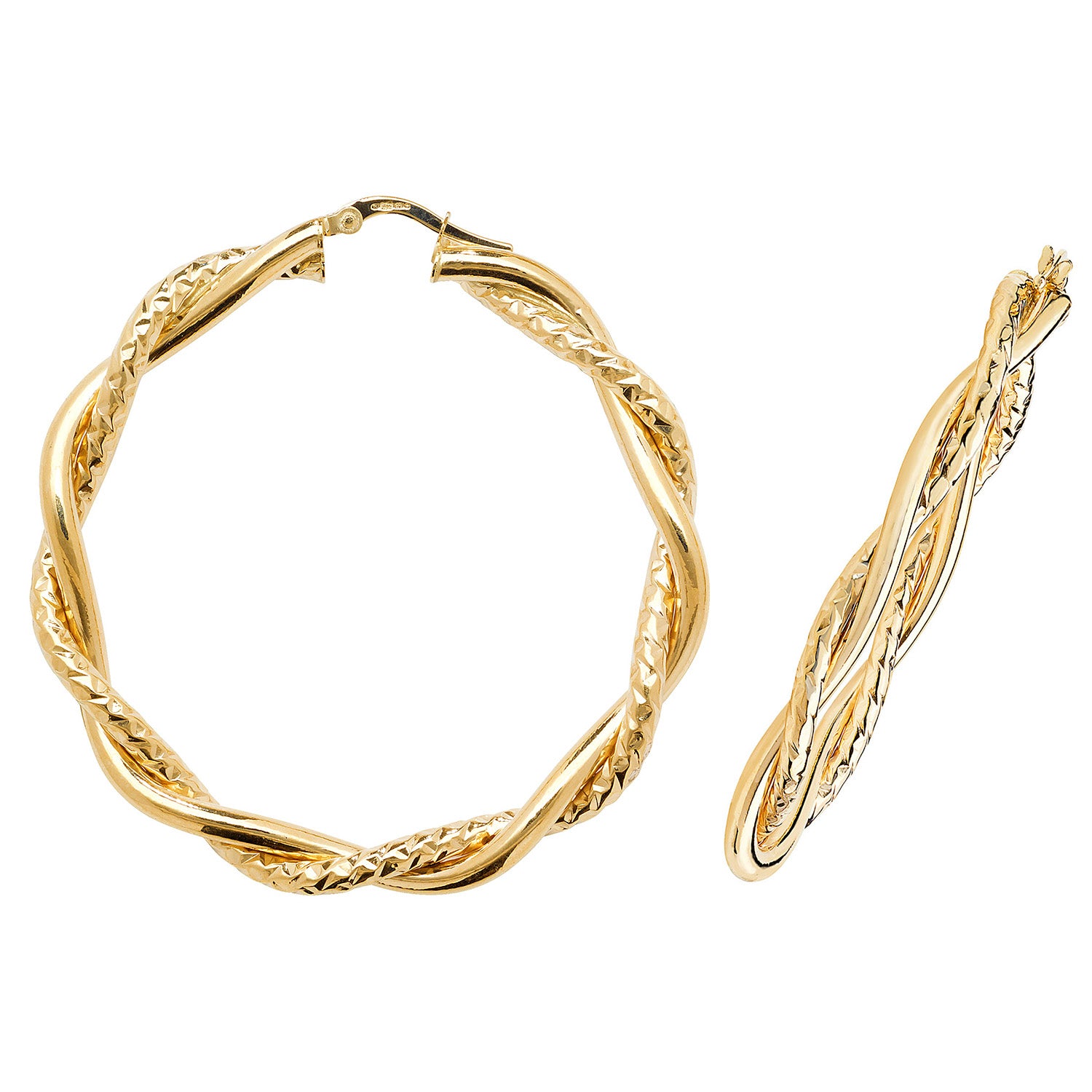 9CT YEL GOLD 40MM DC HOOP EARRINGS