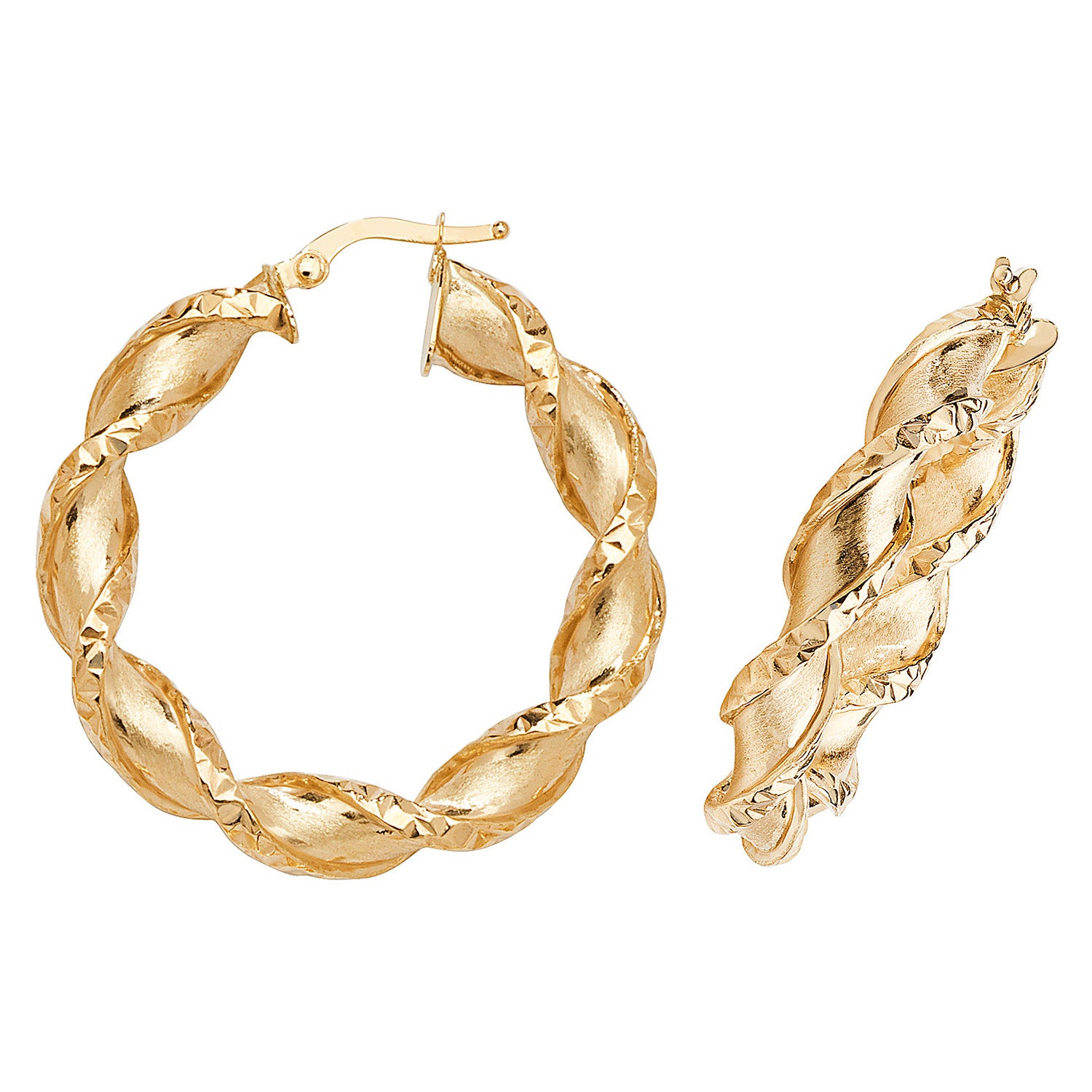 9CT YEL GOLD 25MM DC HOOP EARRINGS