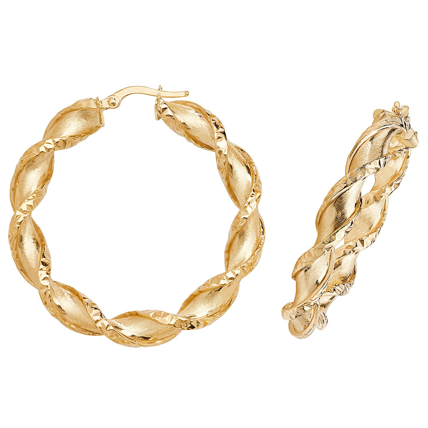 9CT YEL GOLD 30MM DC HOOP EARRINGS