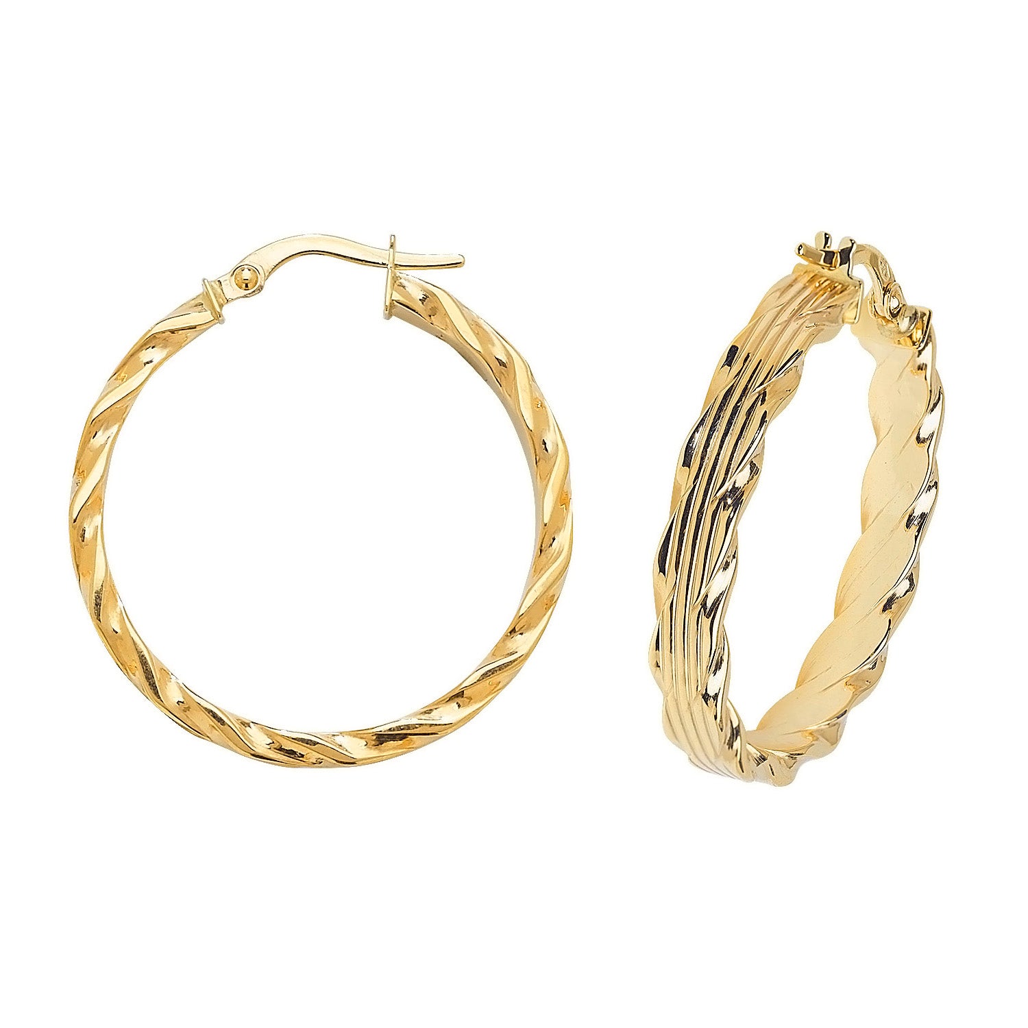 9CT YEL GOLD 25MM HOOP EARRINGS