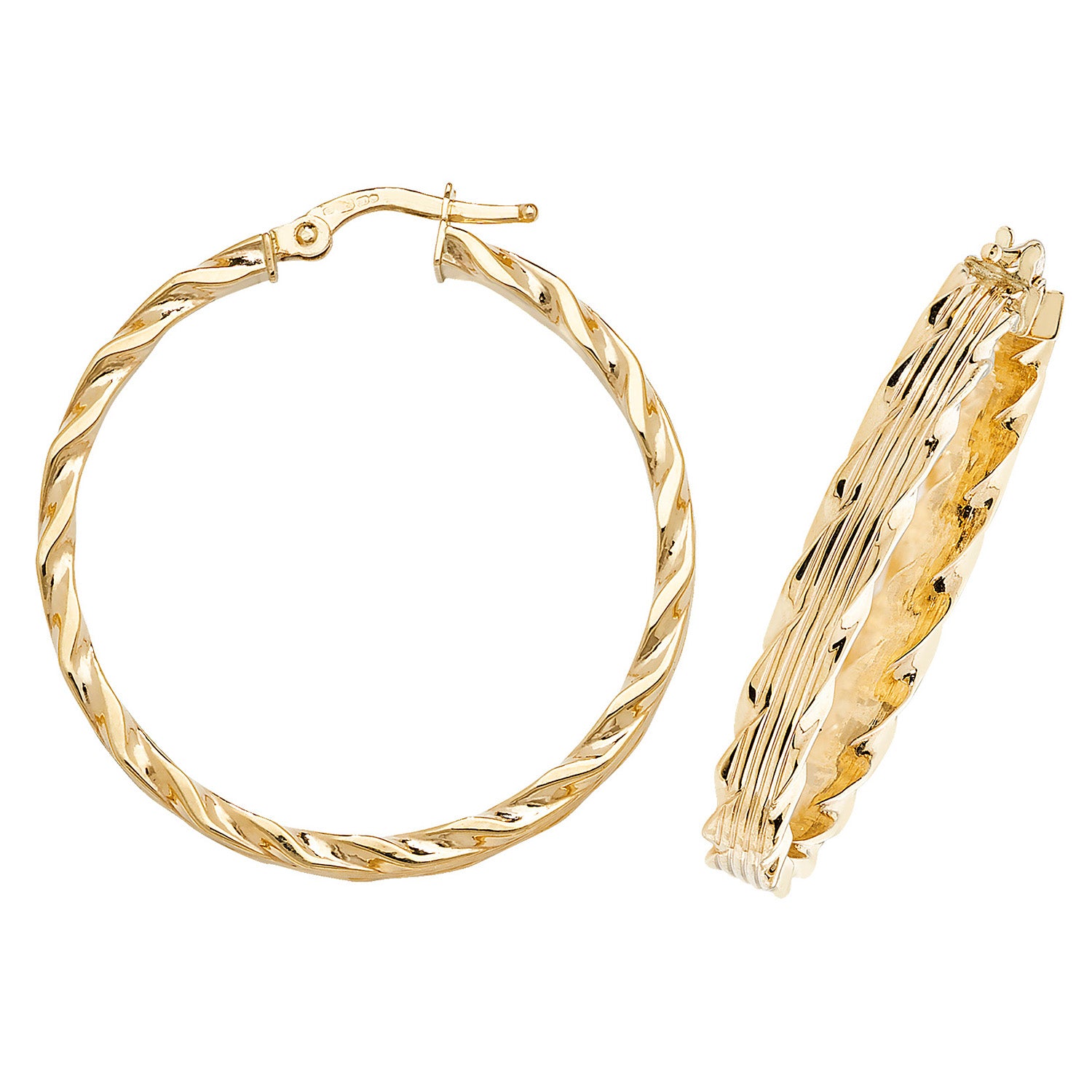 9CT YEL GOLD 30MM HOOP EARRINGS