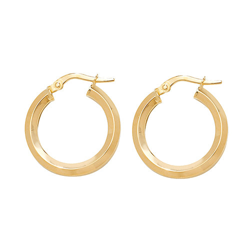 9CT YEL GOLD 15MM HOOP EARRINGS