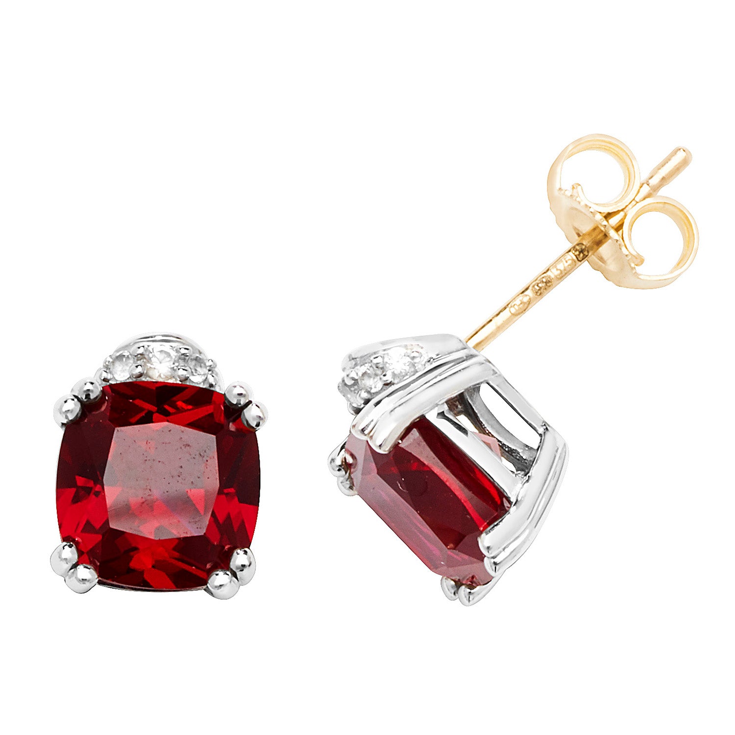 9CT YEL GOLD RH PLATED STUD EARRINGS