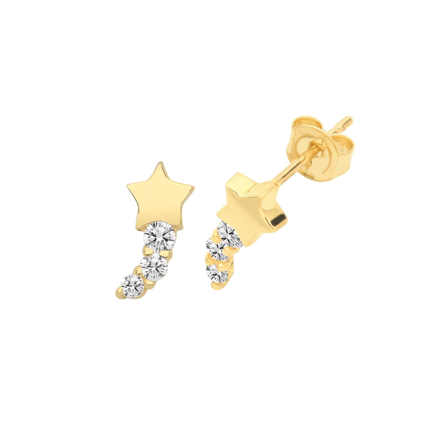 9CT YEL GOLD CZ SHOOTING STAR STUD EARRINGS