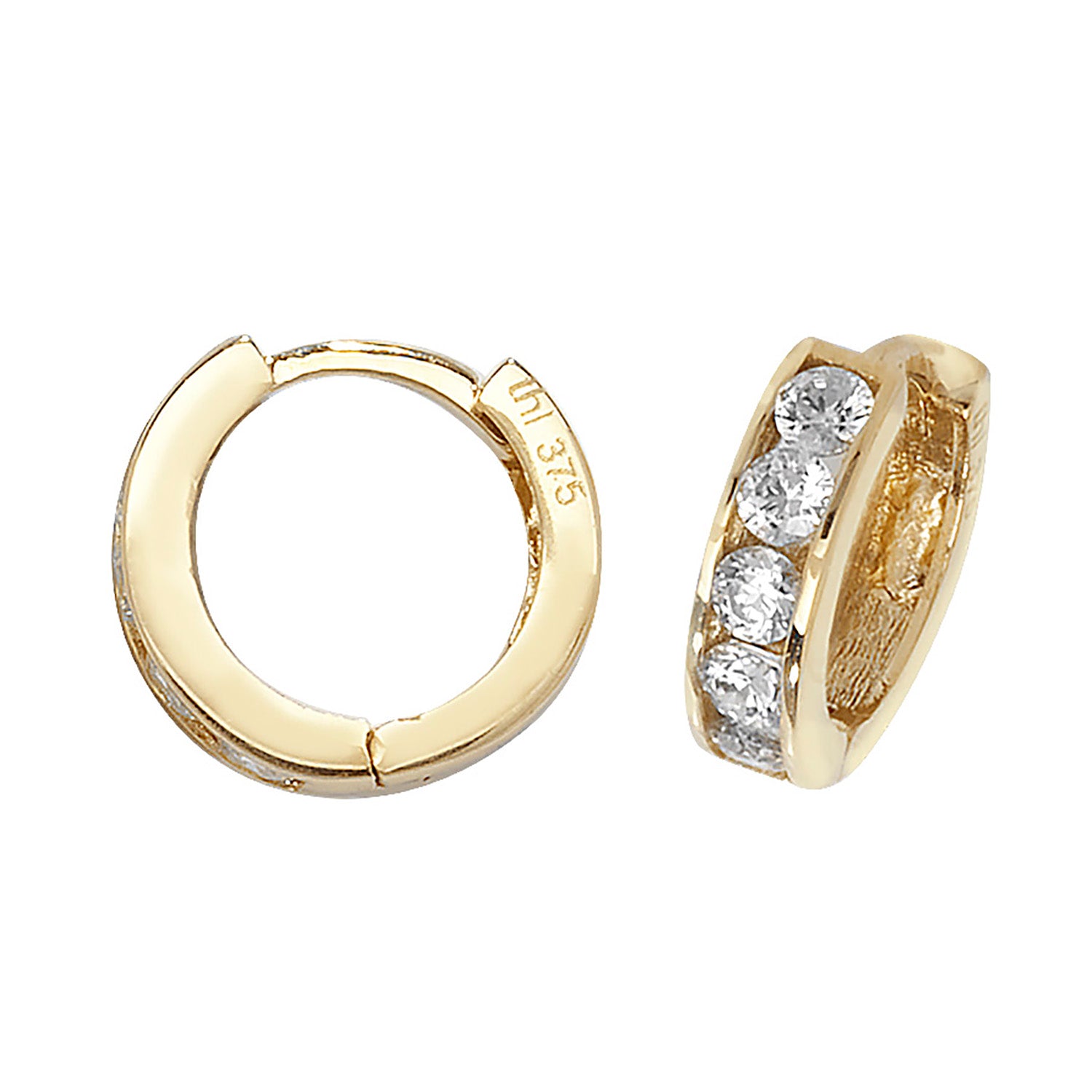 9CT YEL GOLD HINGED CZ EARRINGS