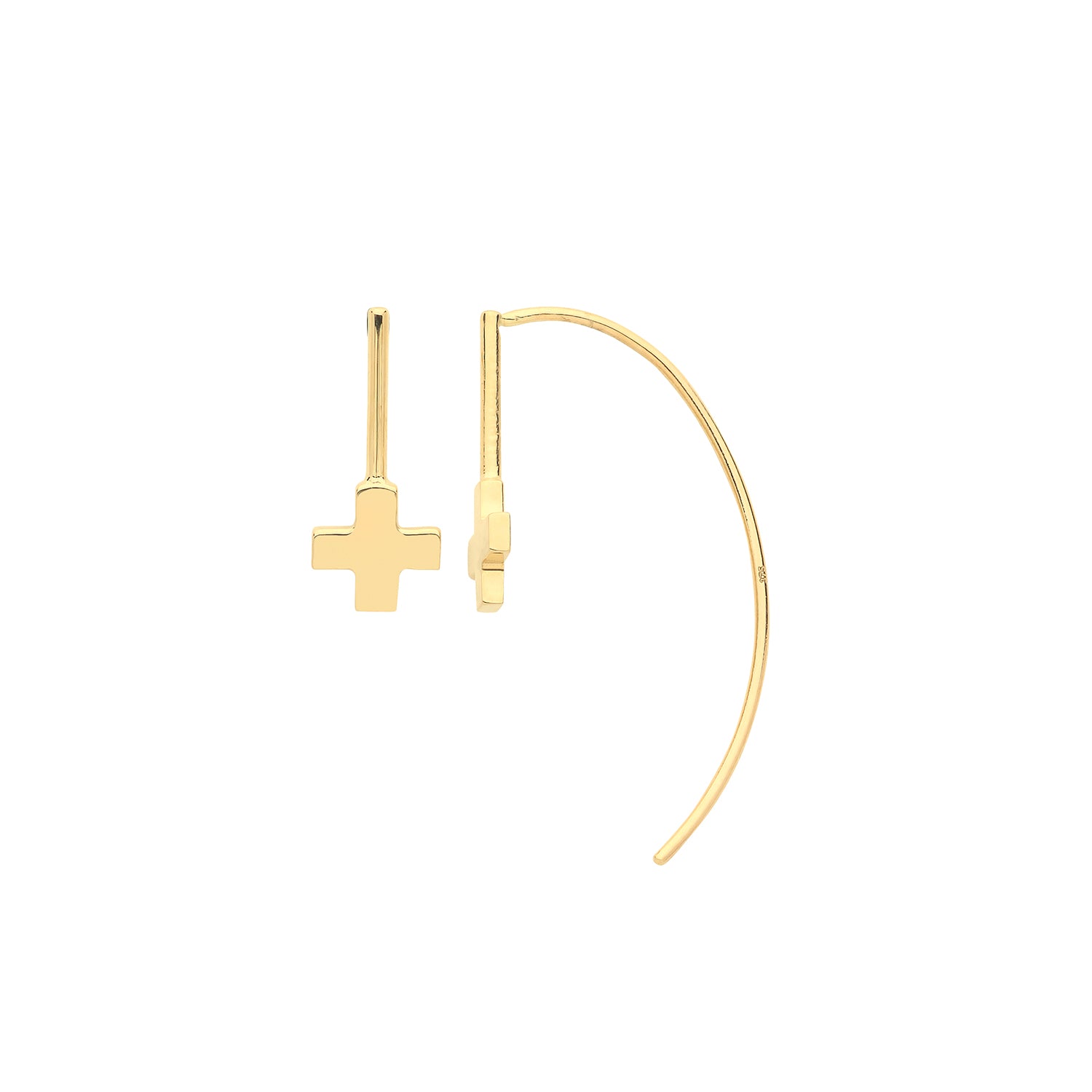 9CT YEL GOLD WIND ON CROSS DROP EARRINGS