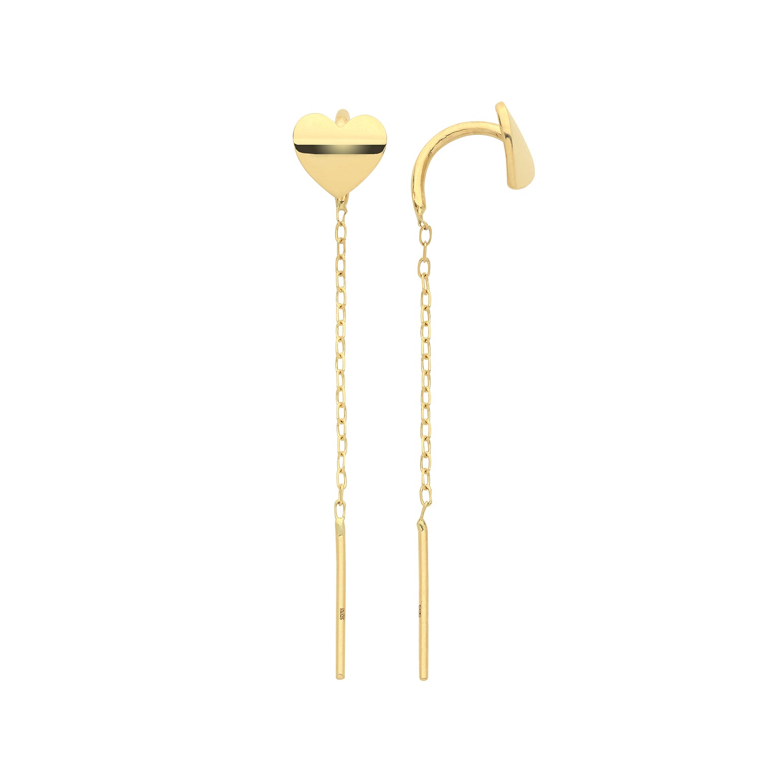 9CT YEL GOLD HEART DROP EARRINGS