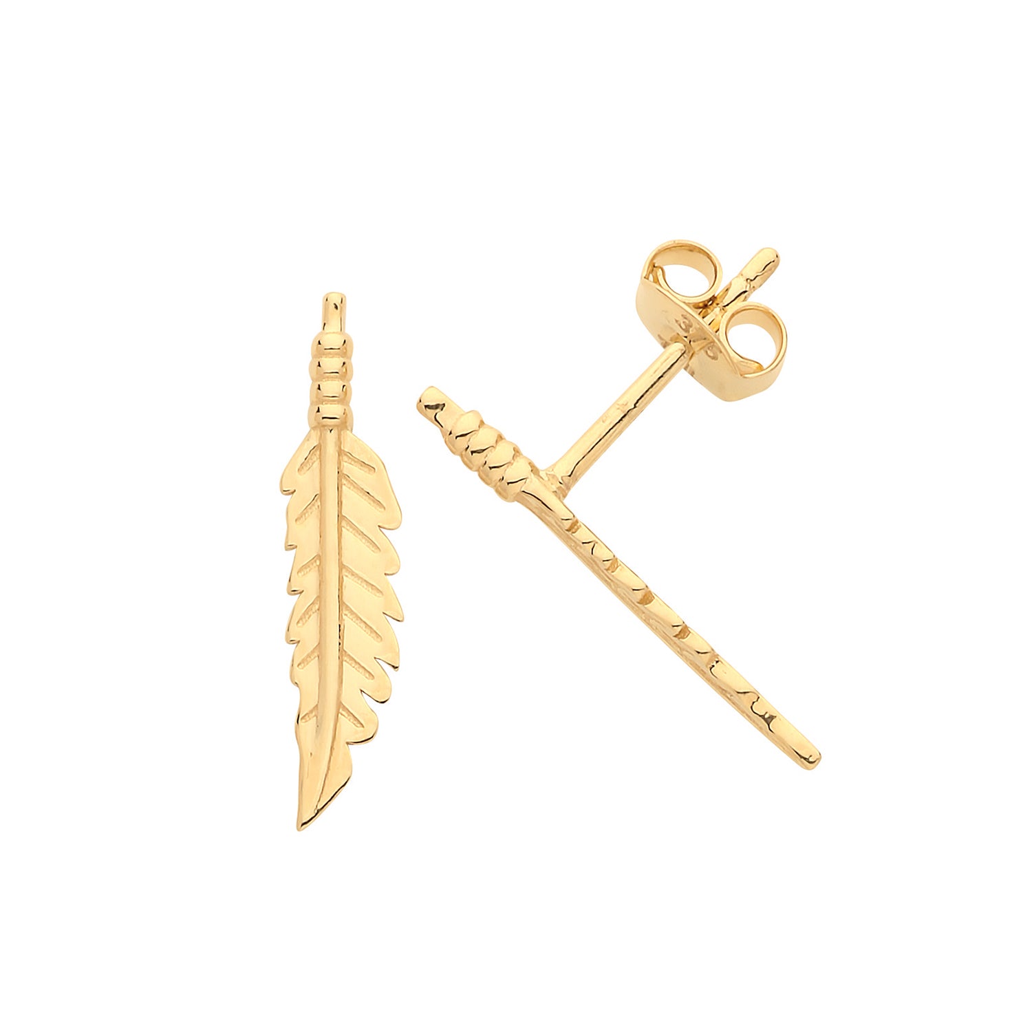 9CT GOLD FEATHER  STUD EARRINGS