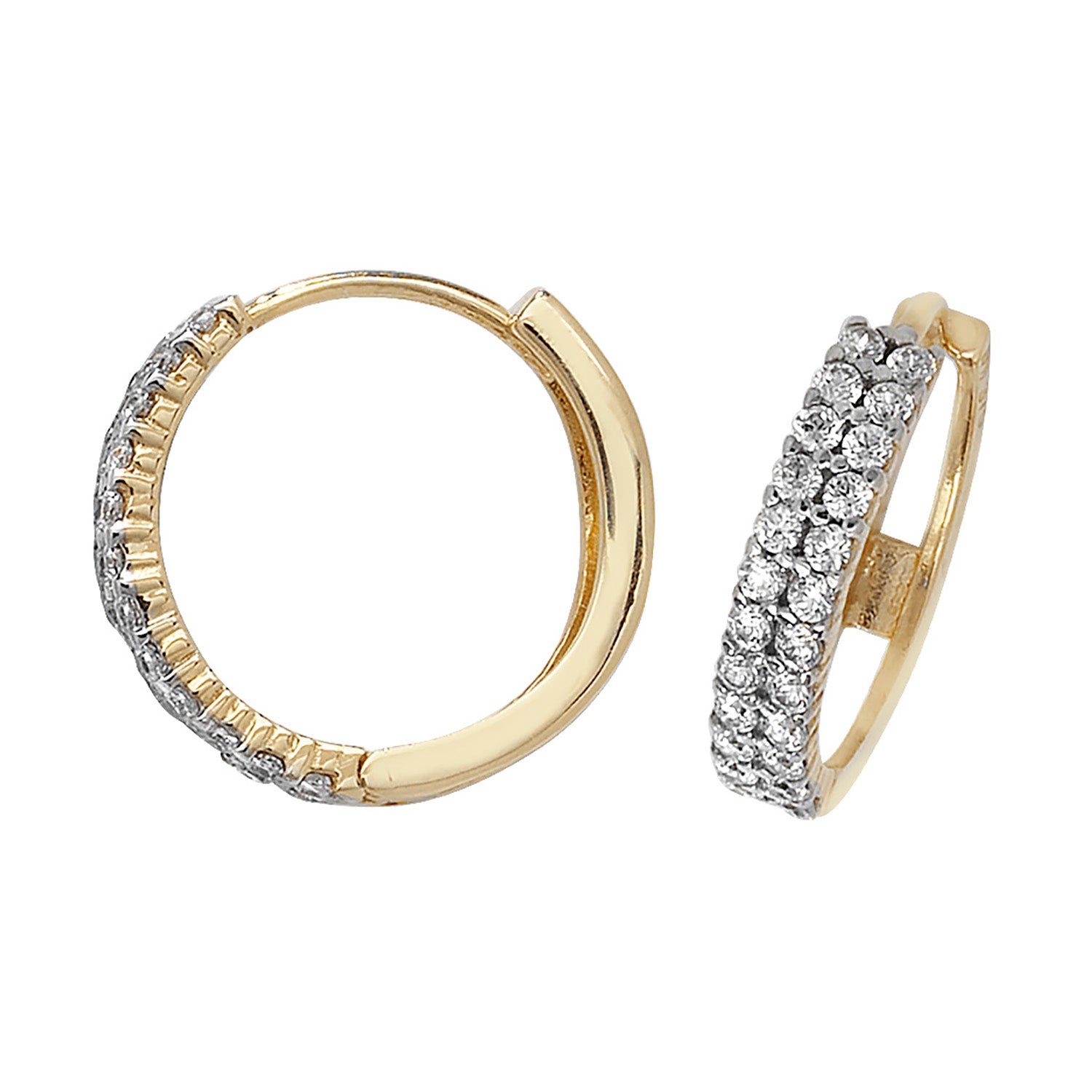 9CT YEL GOLD HINGED CZ EARRINGS