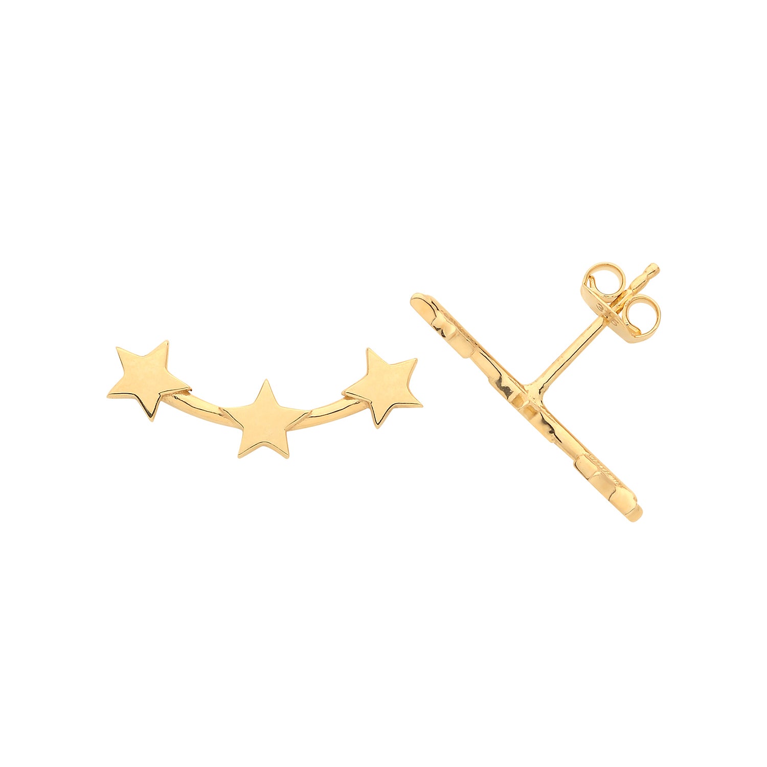 9CT GOLD 3 STAR STUD EARRINGS