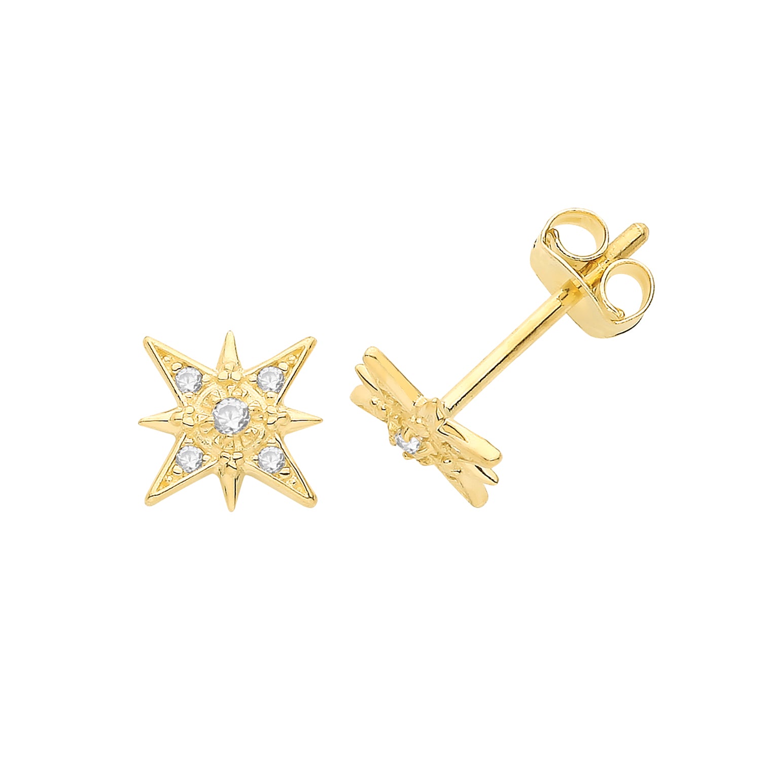9CT YEL GOLD CZ STAR STUD EARRINGS