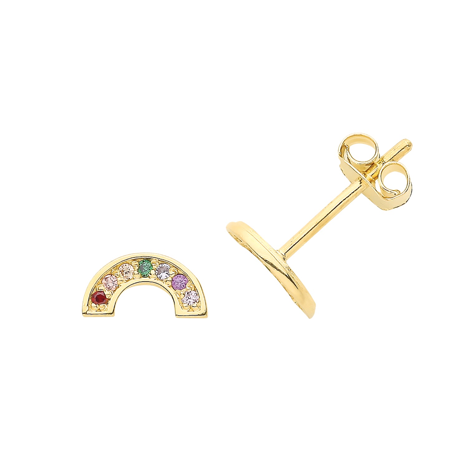 9CT YEL GOLD RAINBOW STUD EARRINGS