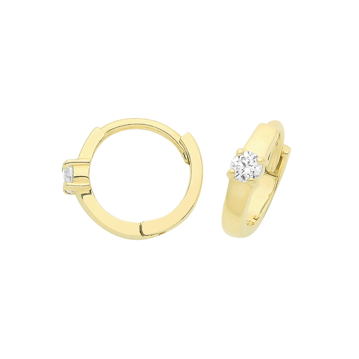 9CT YEL GOLD SINGLE CZ HINGED EARRINGS