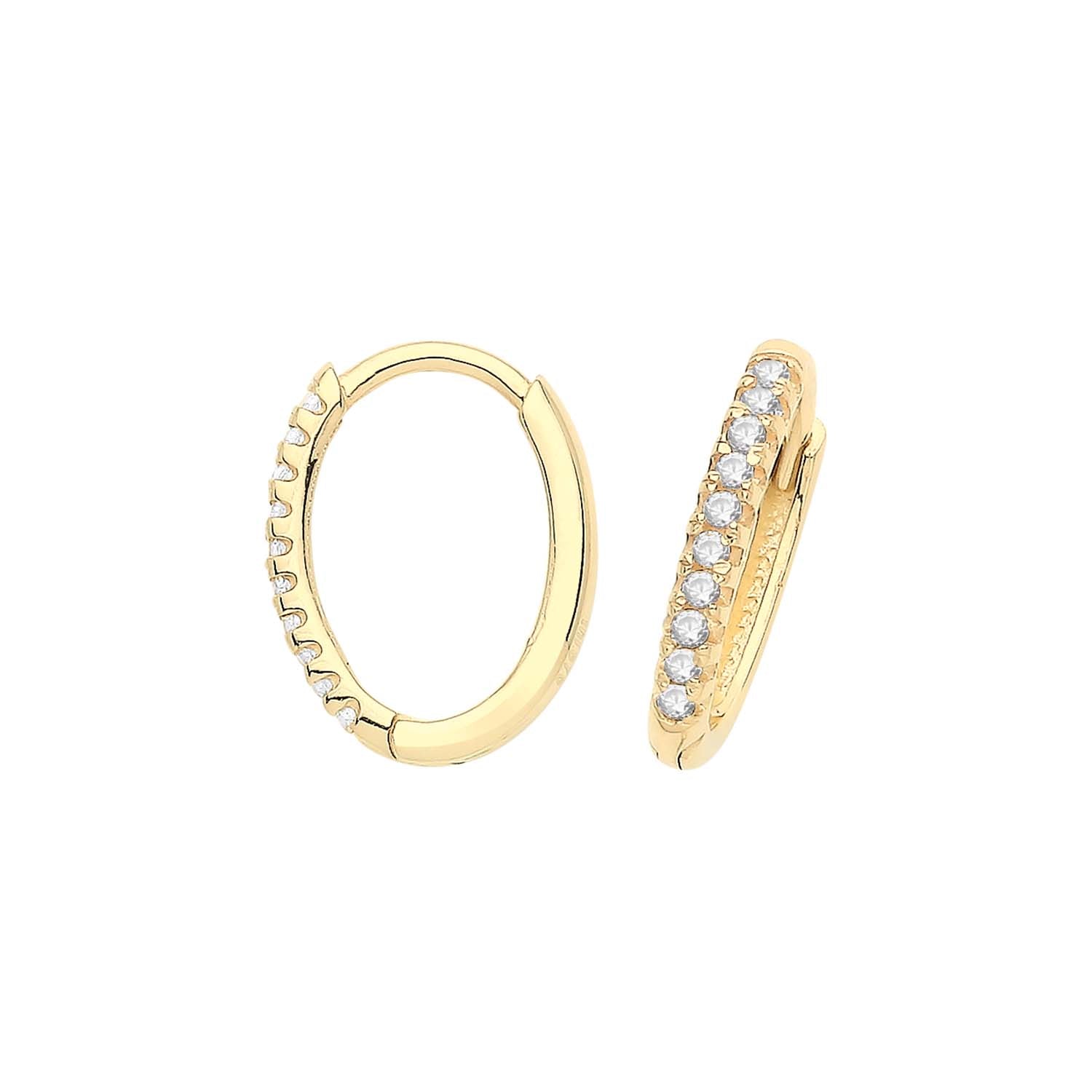 9CT YEL GOLD OVAL CZ CLICKERS