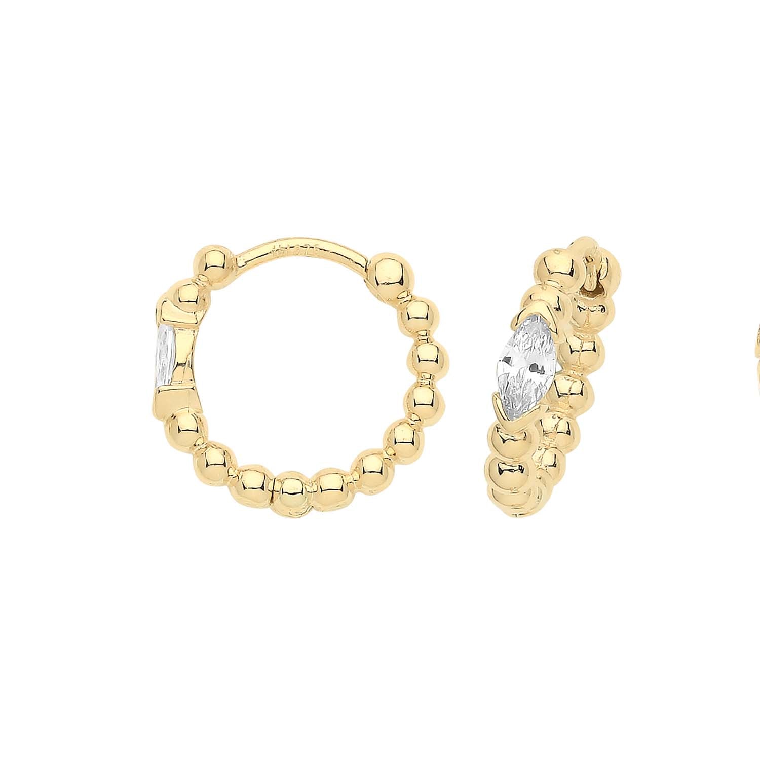 9CT YEL GOLD SINGLE CZ BOBBLE CLICKERS