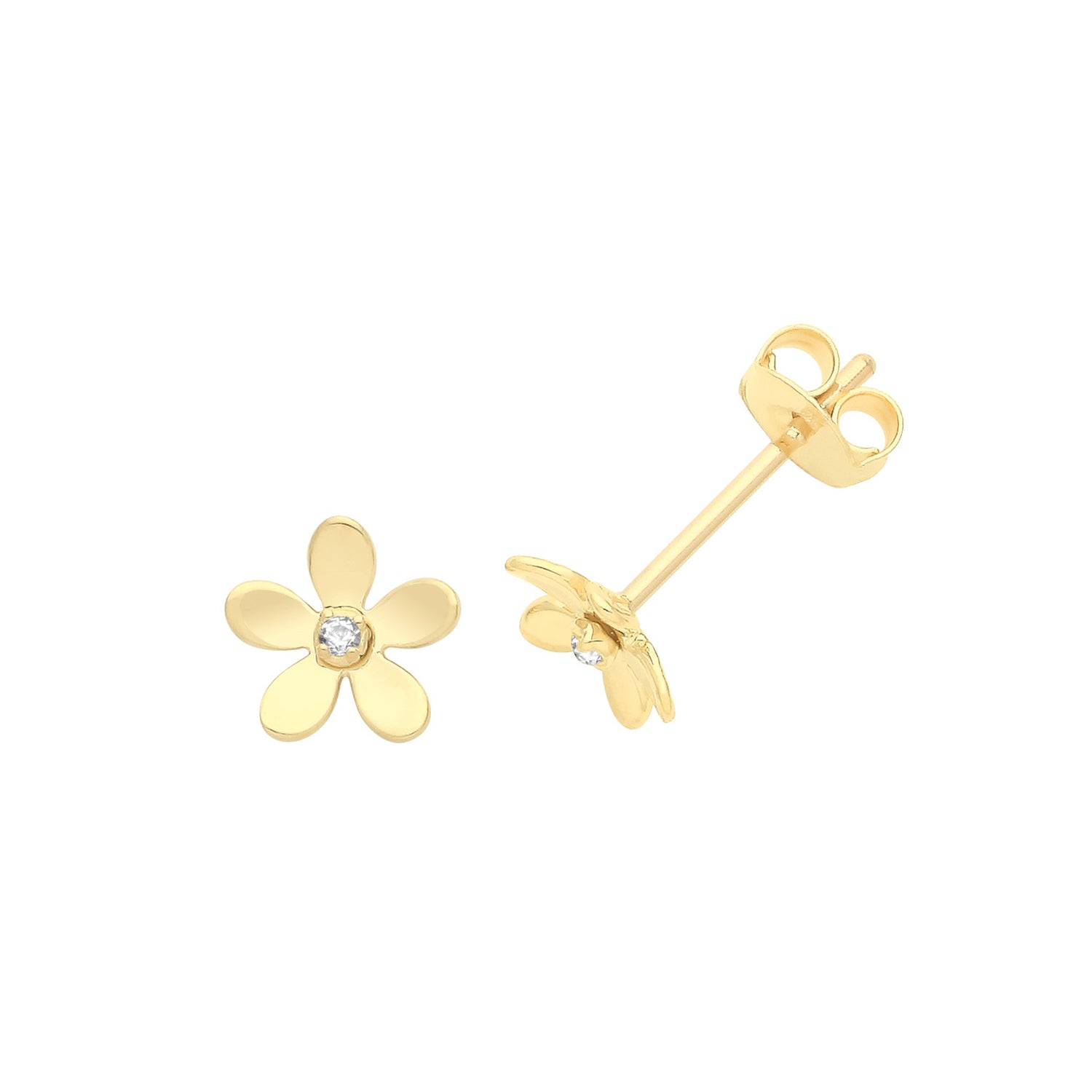 9CT YELLOW GOLD FLOWER STUD