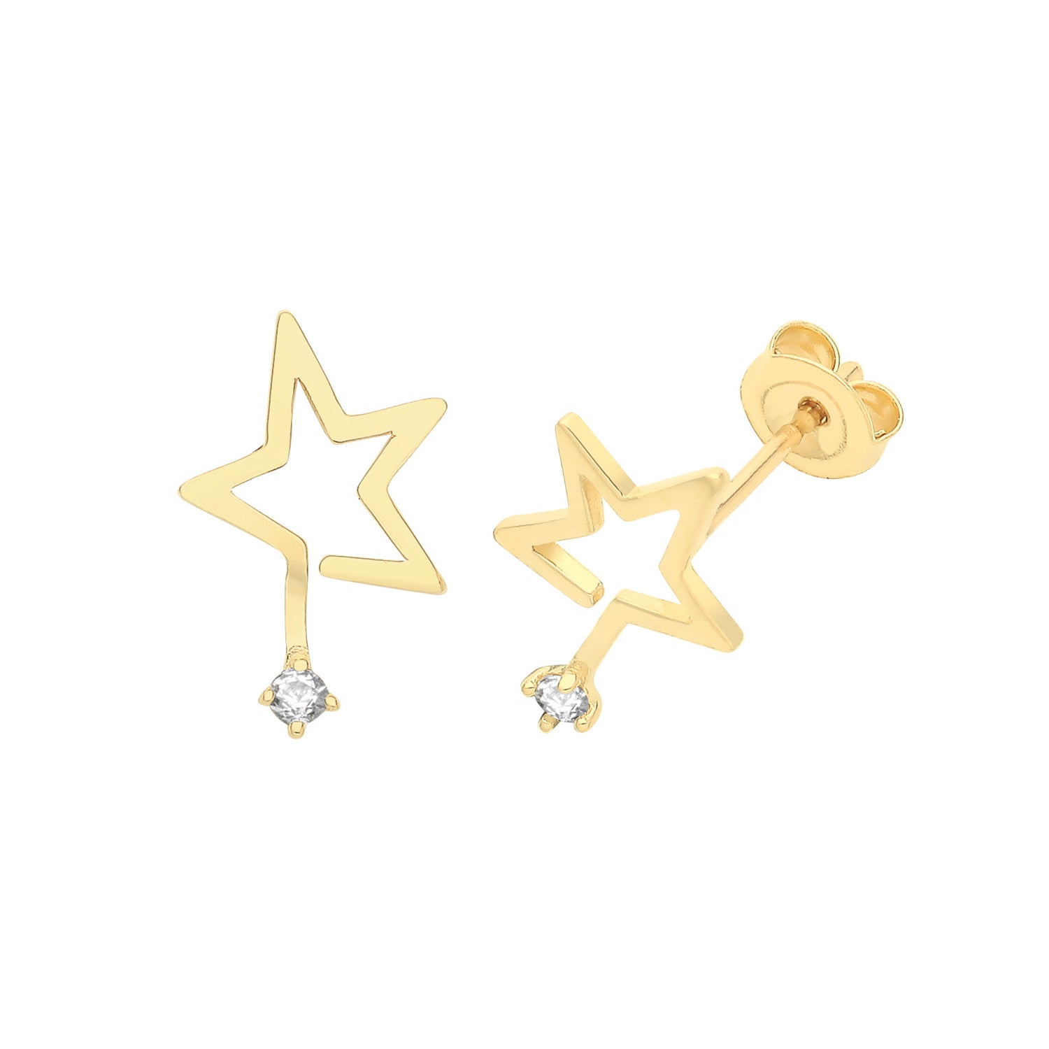 9CT YELLOW GOLD STAR STUD