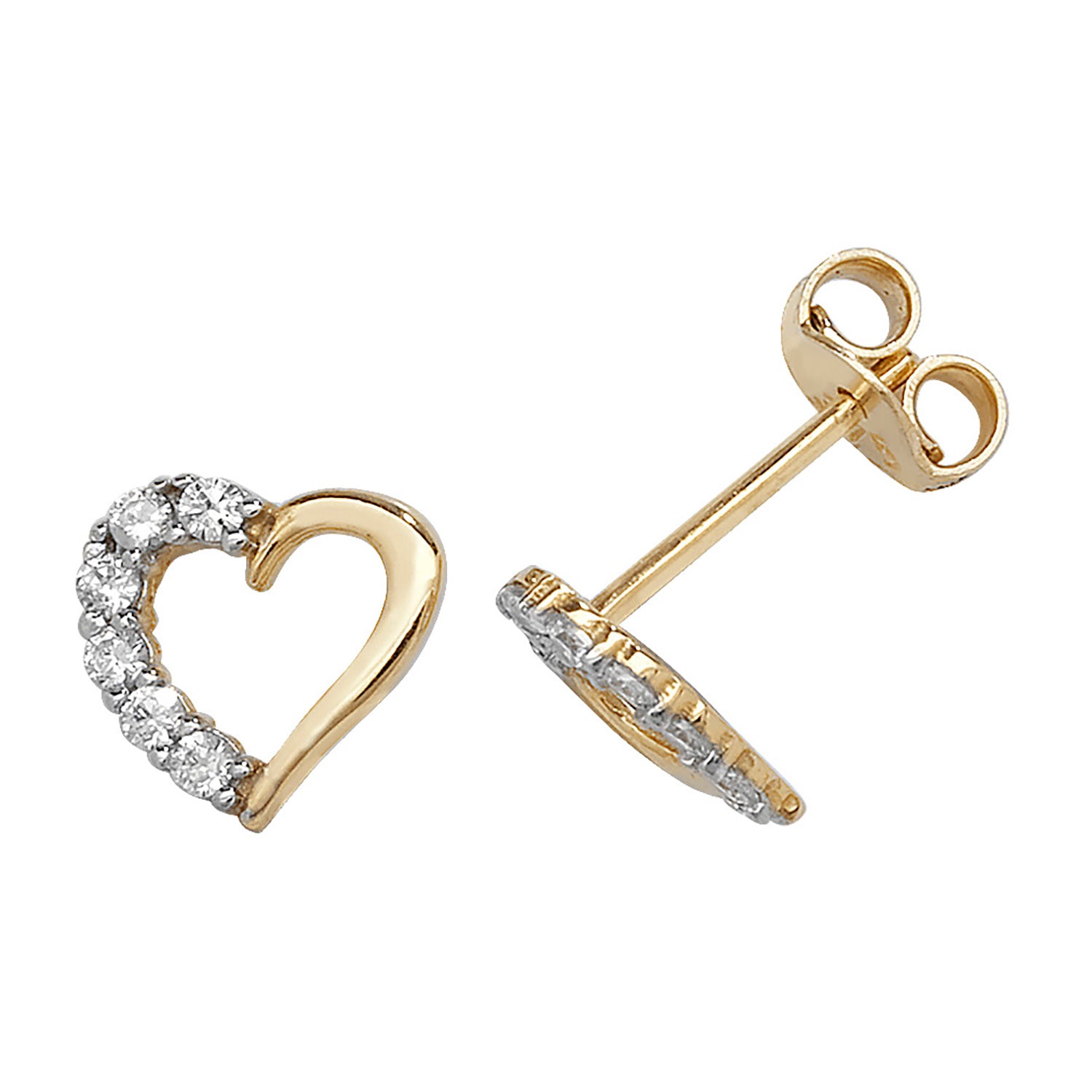 9CT GOLD CZ HEART STUDS