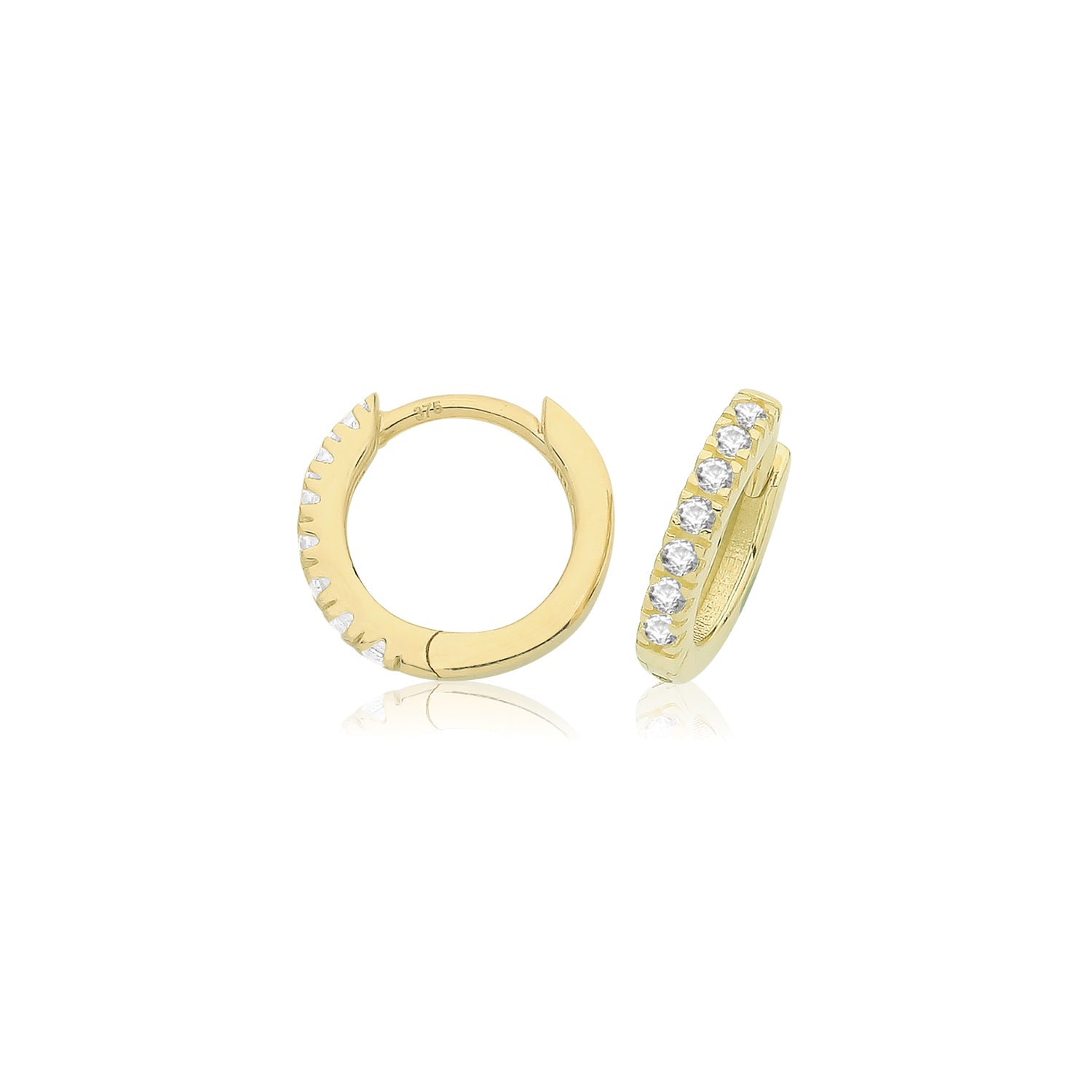 9CT YEL GOLD CZ CLICKER HOOPS