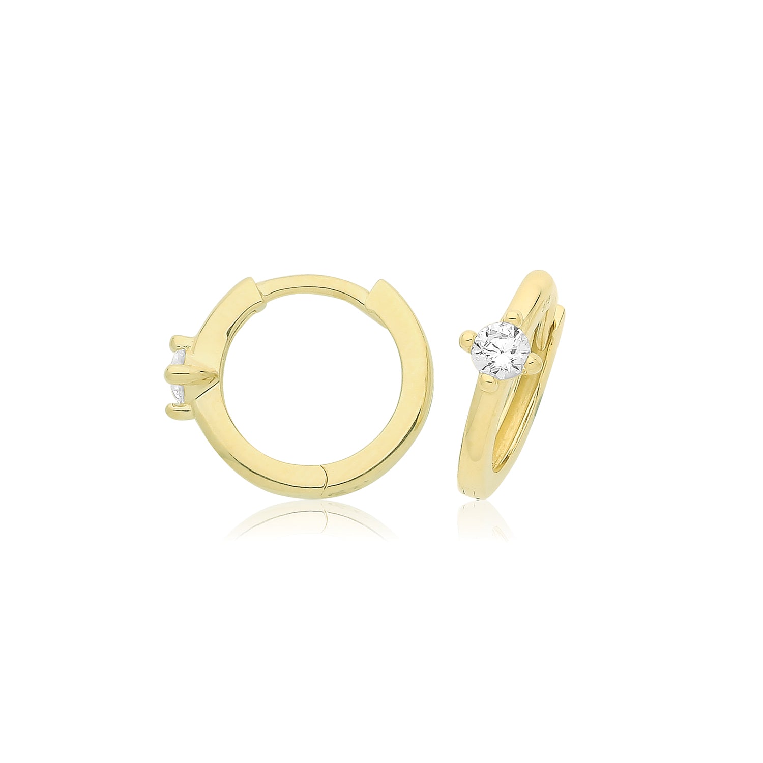 9CT YEL GOLD CZ CLICKER HOOPS