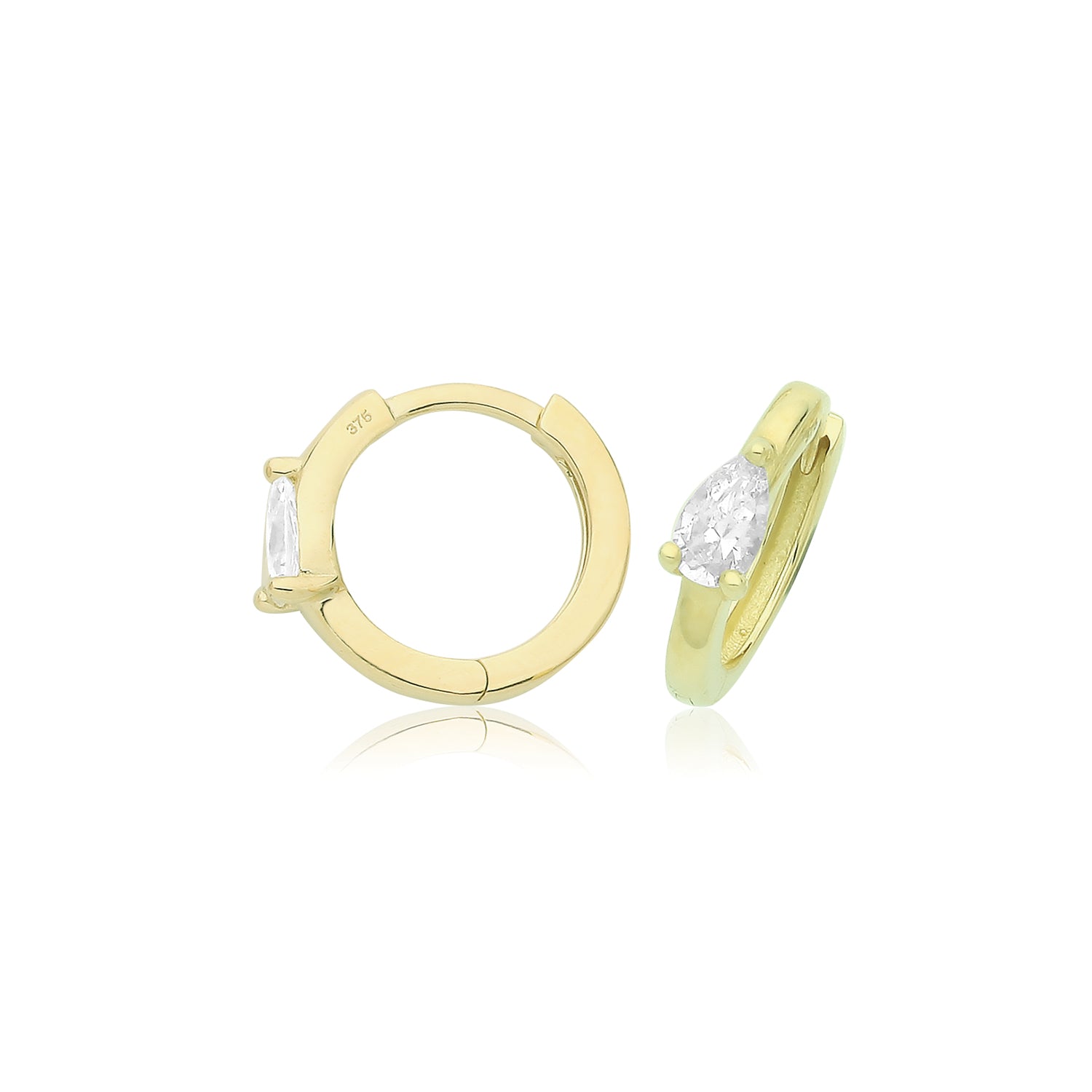 9CT YEL GOLD CZ CLICKER HOOPS