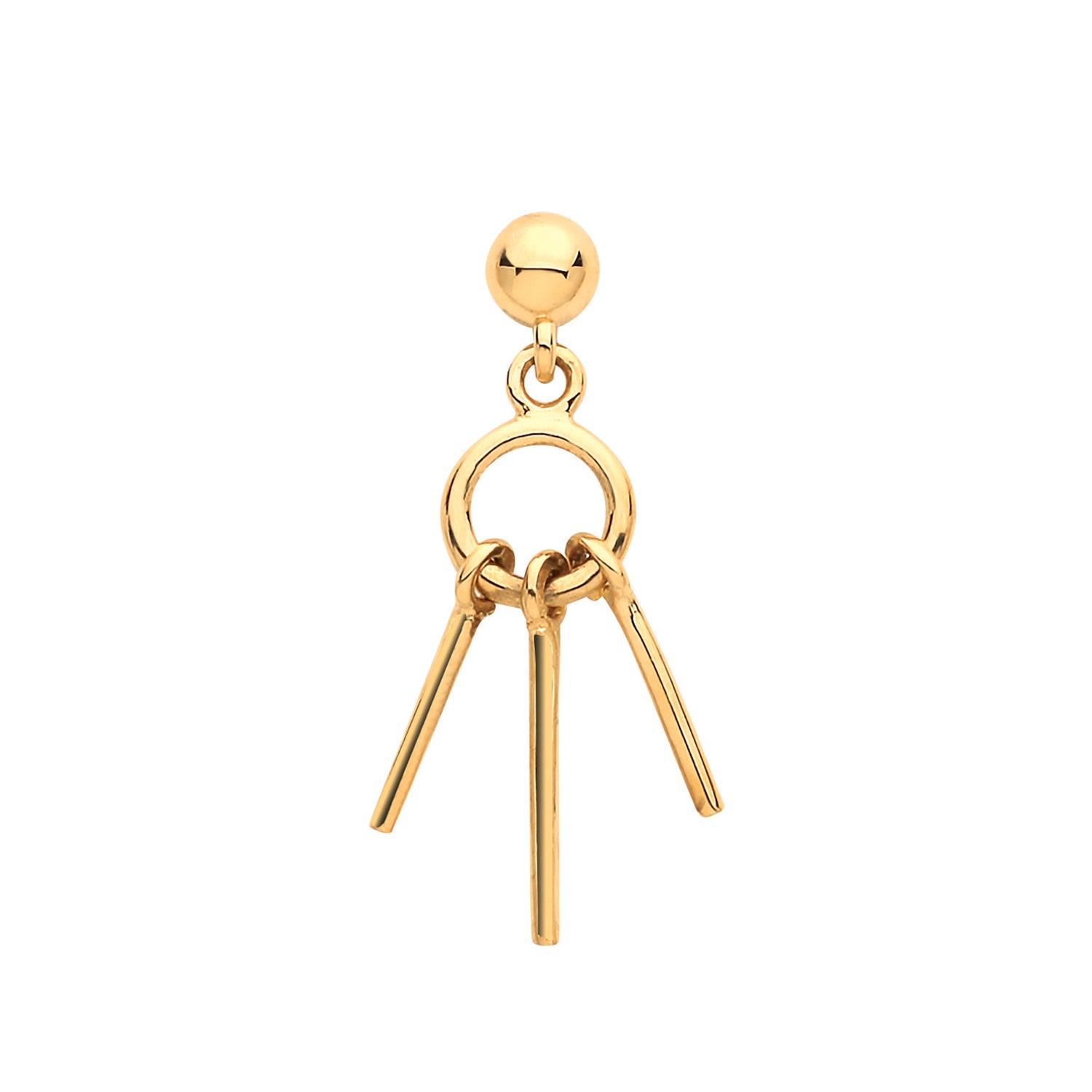 9CT YEL GOLD DANGLING CARTILAGE 6MM POST STUD