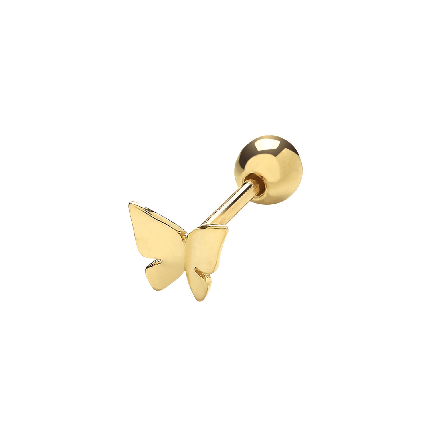 9CT YEL GOLD BUTTERFLY CARTILAGE 6MM POST STUD