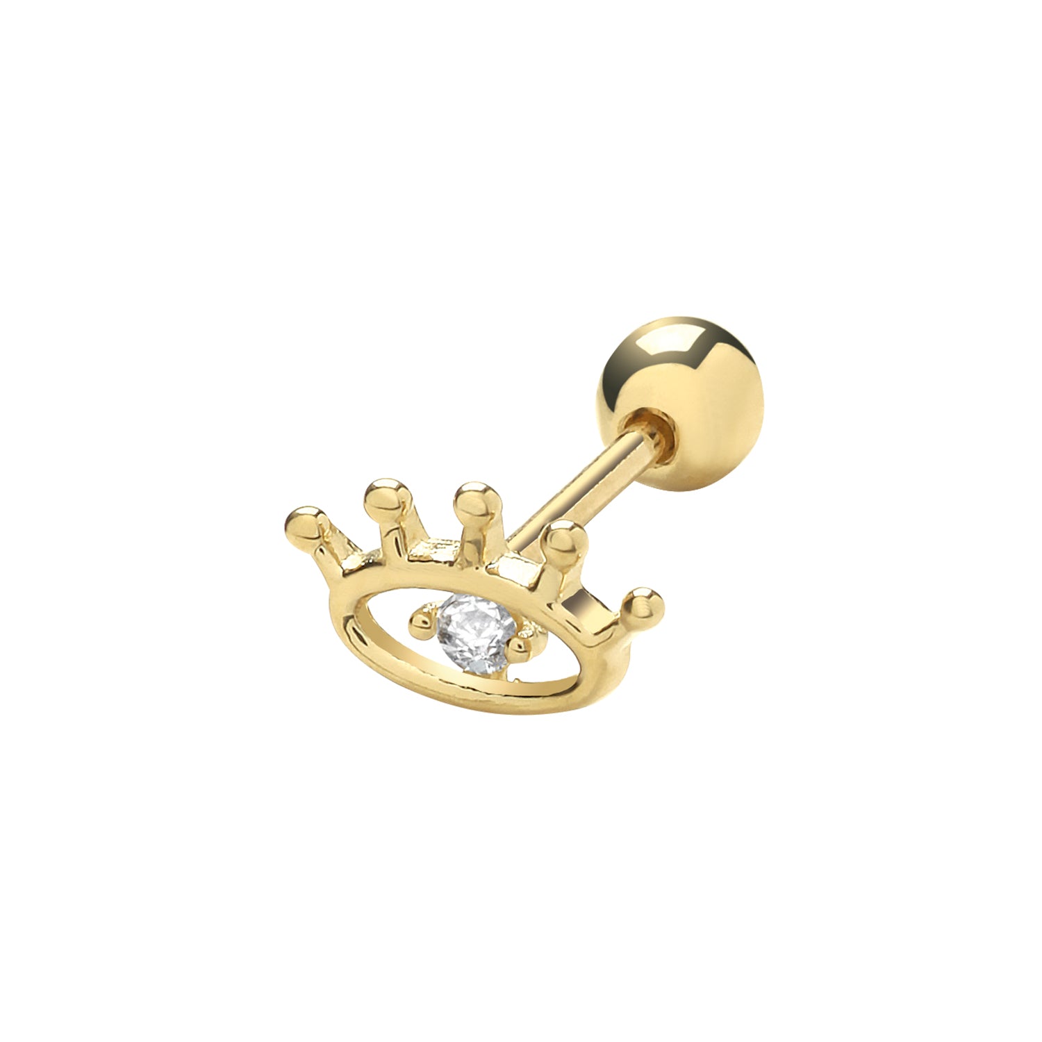 9CT YEL GOLD CZ EVIL EYE CARTILAGE 6MM POST STUD
