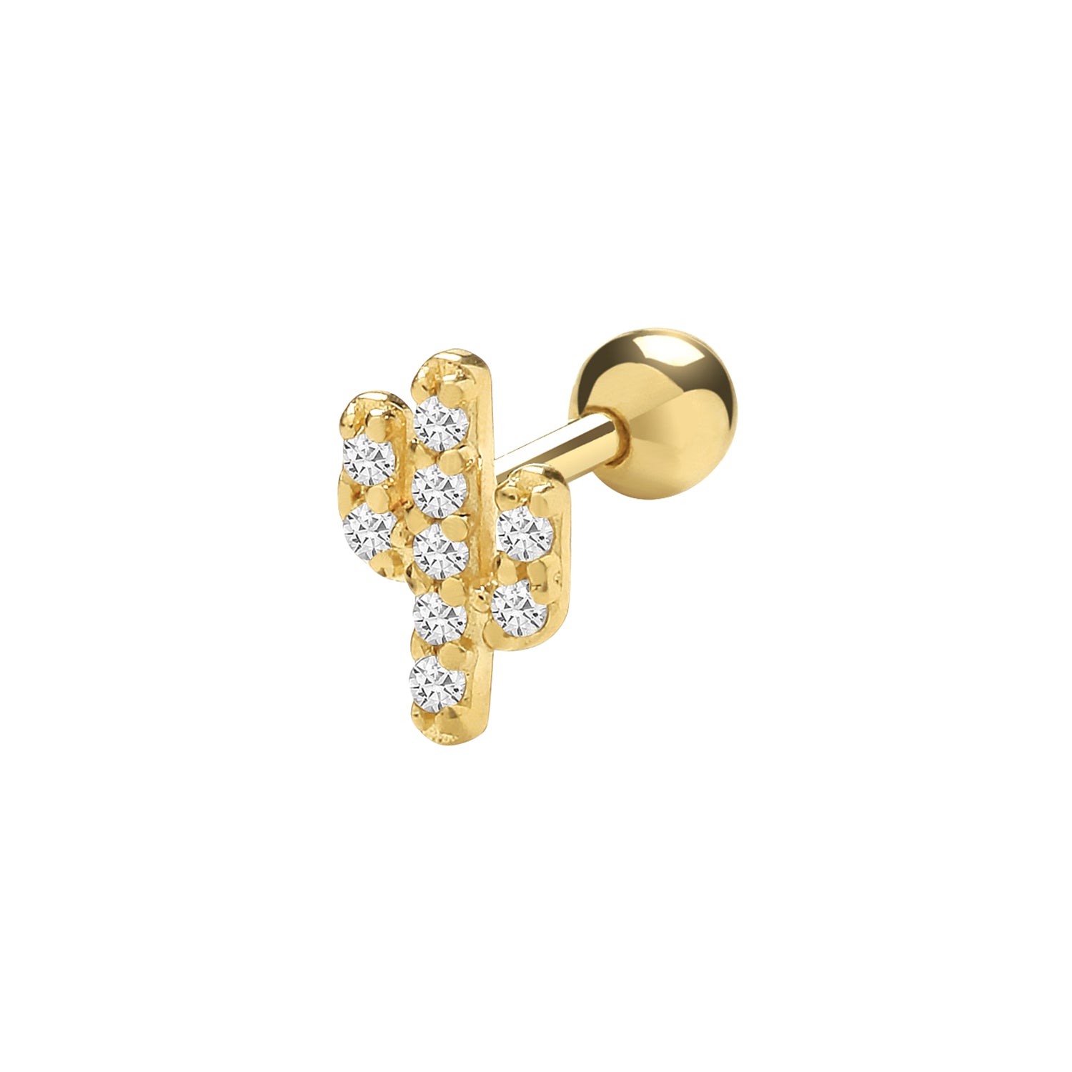 9CT YEL GOLD CZ CACTUS CARTILAGE 6MM POST STUDS